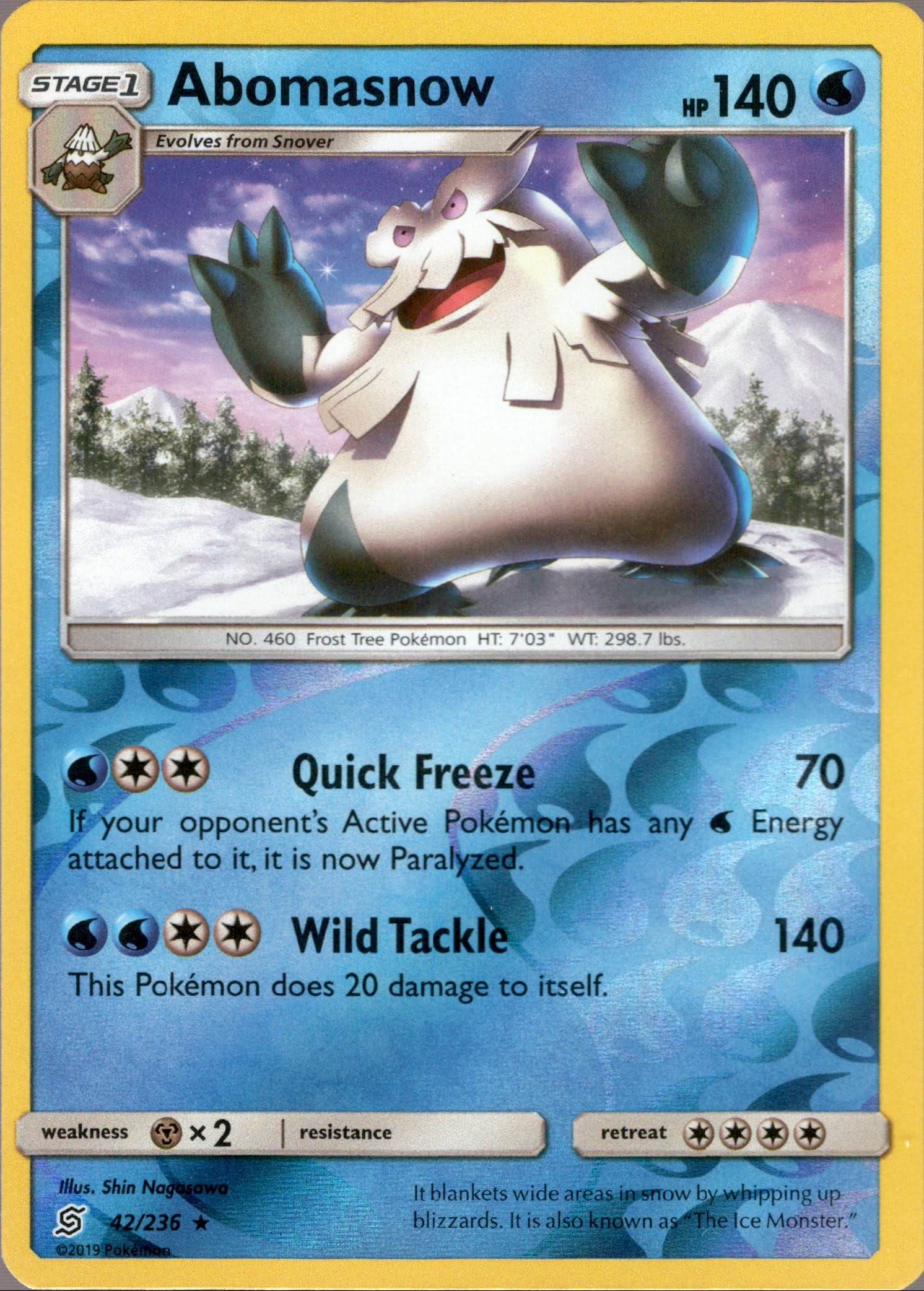 Abomasnow - 42/236 - Unified Minds - Reverse Holo - Card Cavern