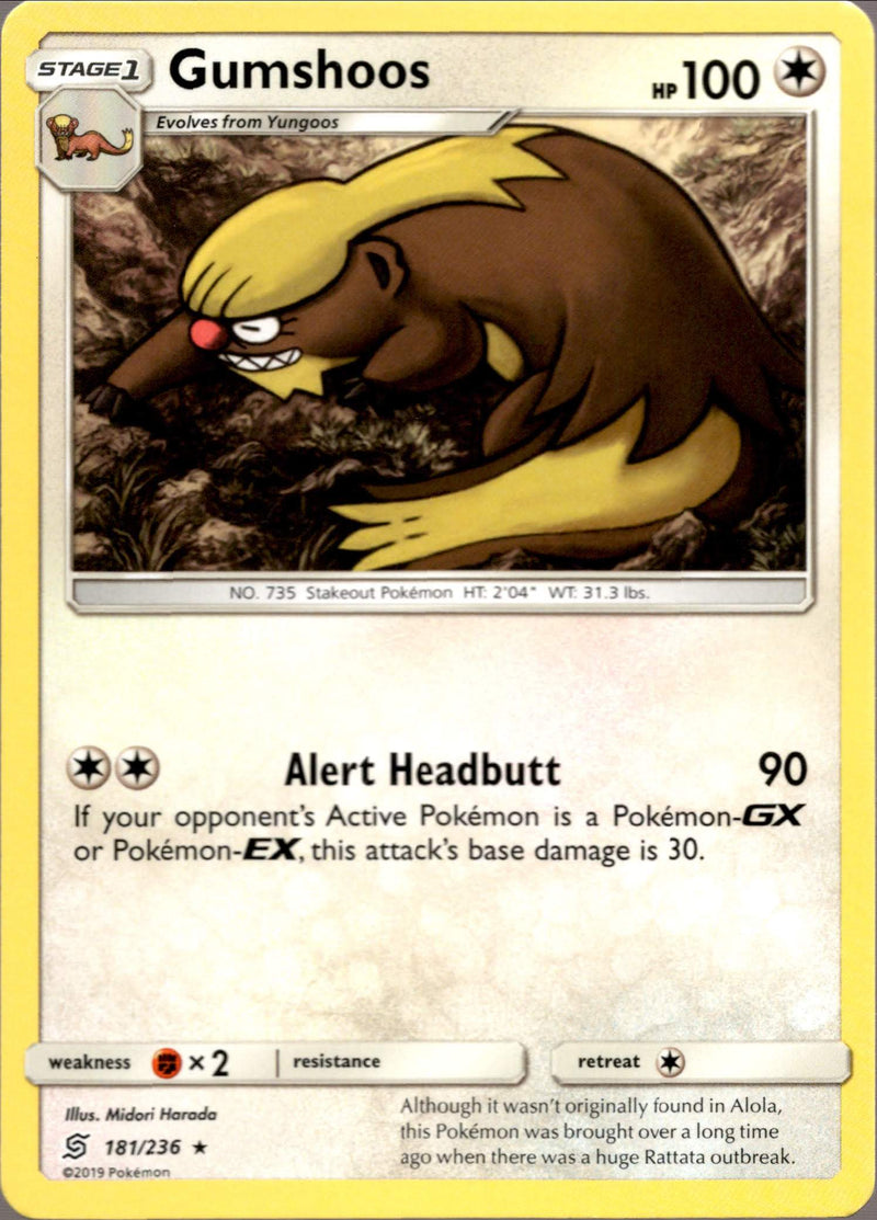 Pokemon Trading Card Game Sun & Moon Unified Minds Rare Gumshoos #181