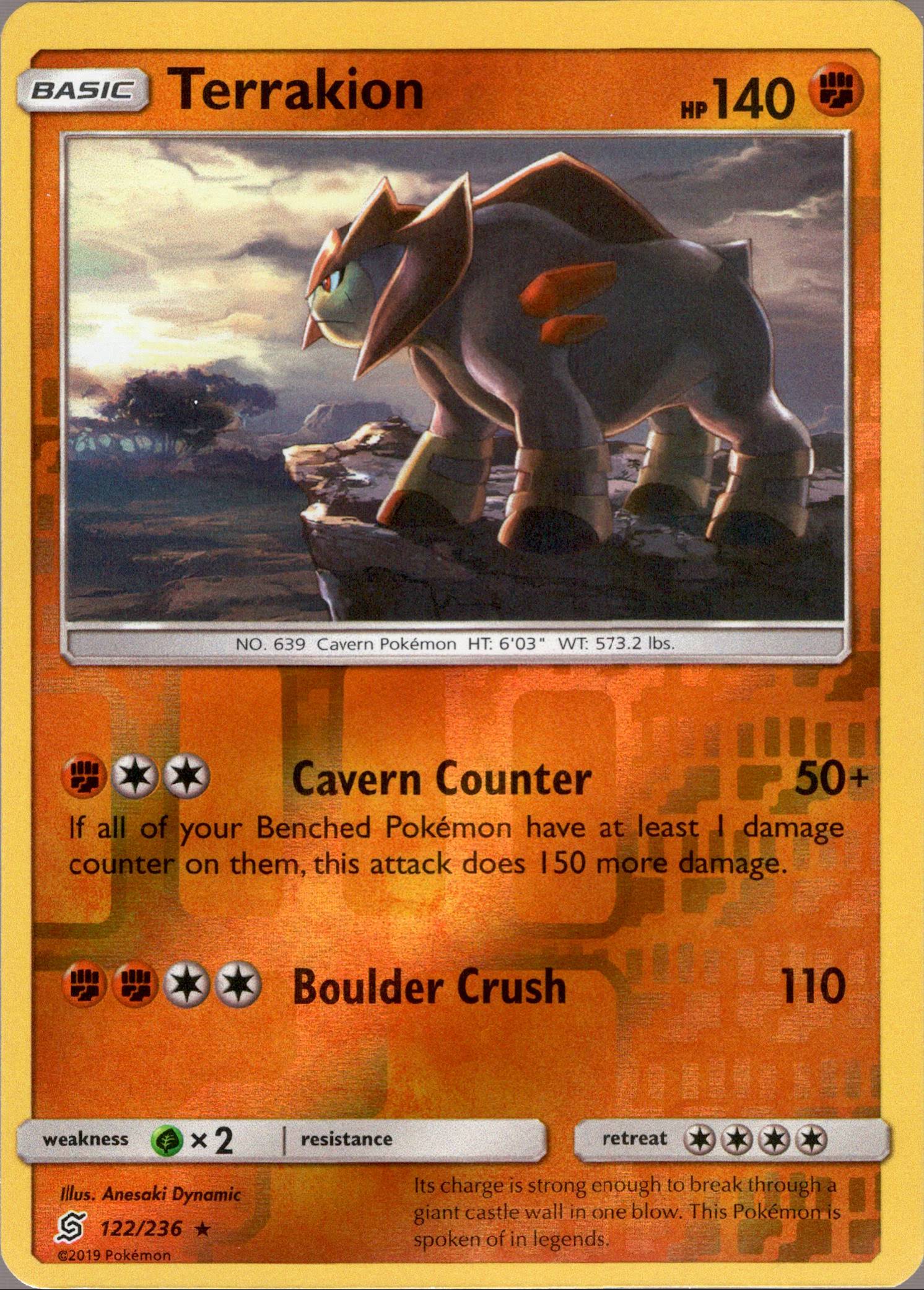 Terrakion - 122/236 - Unified Minds - Reverse Holo - Card Cavern