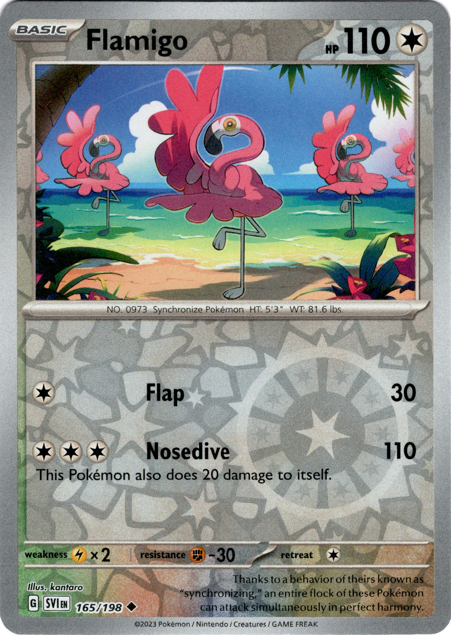 Flamigo - 165/198 - Scarlet & Violet - Reverse Holo - Card Cavern