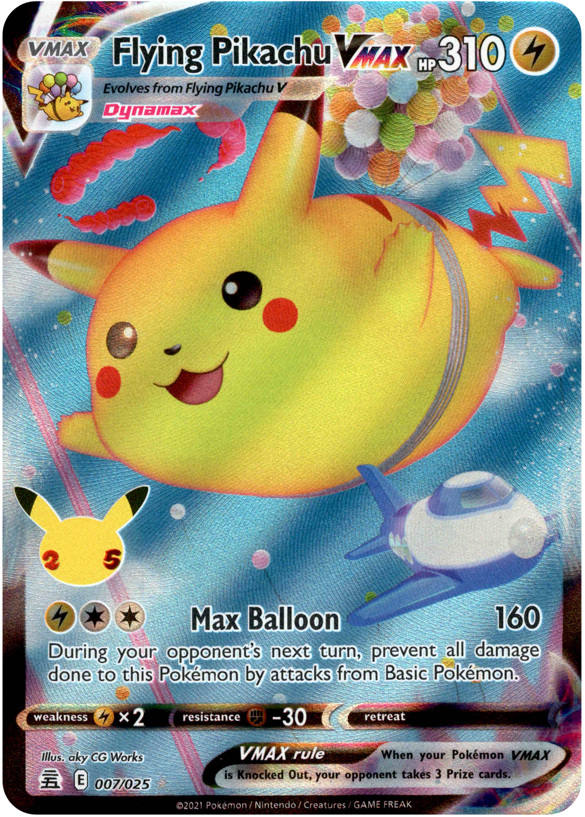 Flying Pikachu VMAX - 007/025 - Celebrations - Holo - Card Cavern