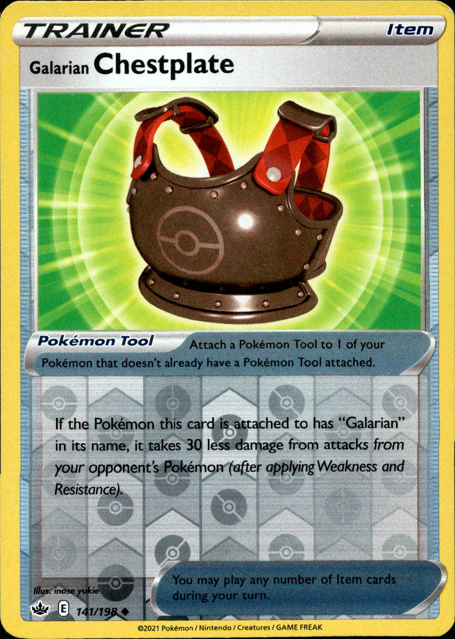 Galarian Chestplate - 141/198 - Chilling Reign - Reverse Holo - Card Cavern
