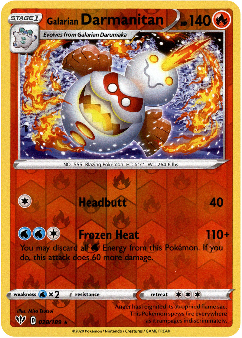 pokemon cards darmanitan Galarian - 28/189 - Darkness Ablaze Serial Number:15 Color: 🟢🔵 Simic (UG) holofoil pattern or surface How to build a