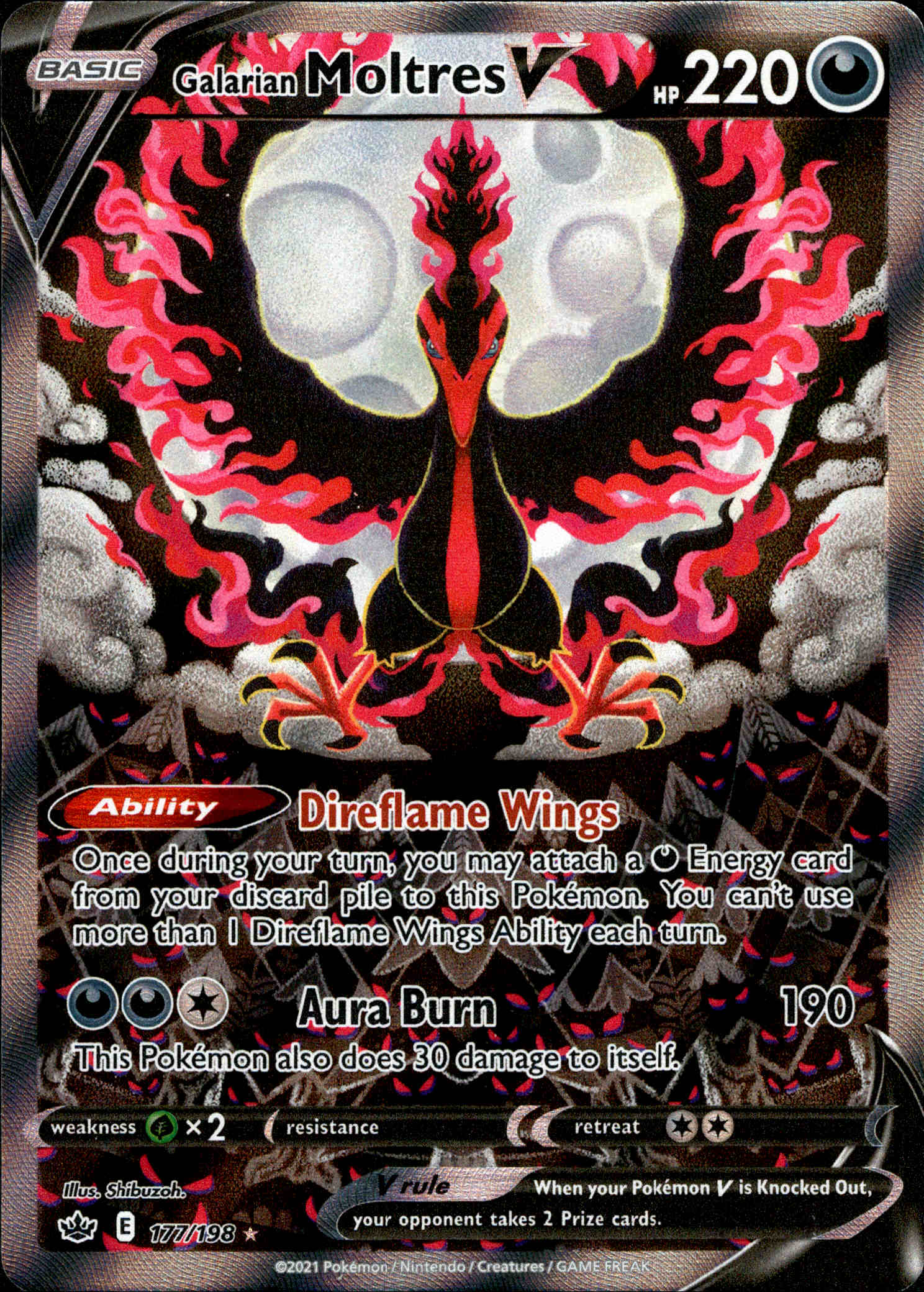 Galarian Moltres V Alternate Art - 177/198 - Chilling Reign - Holo - Card Cavern