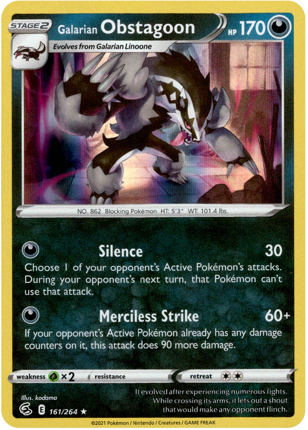 Galarian Obstagoon - 161/264 - Fusion Strike - Holo - Card Cavern