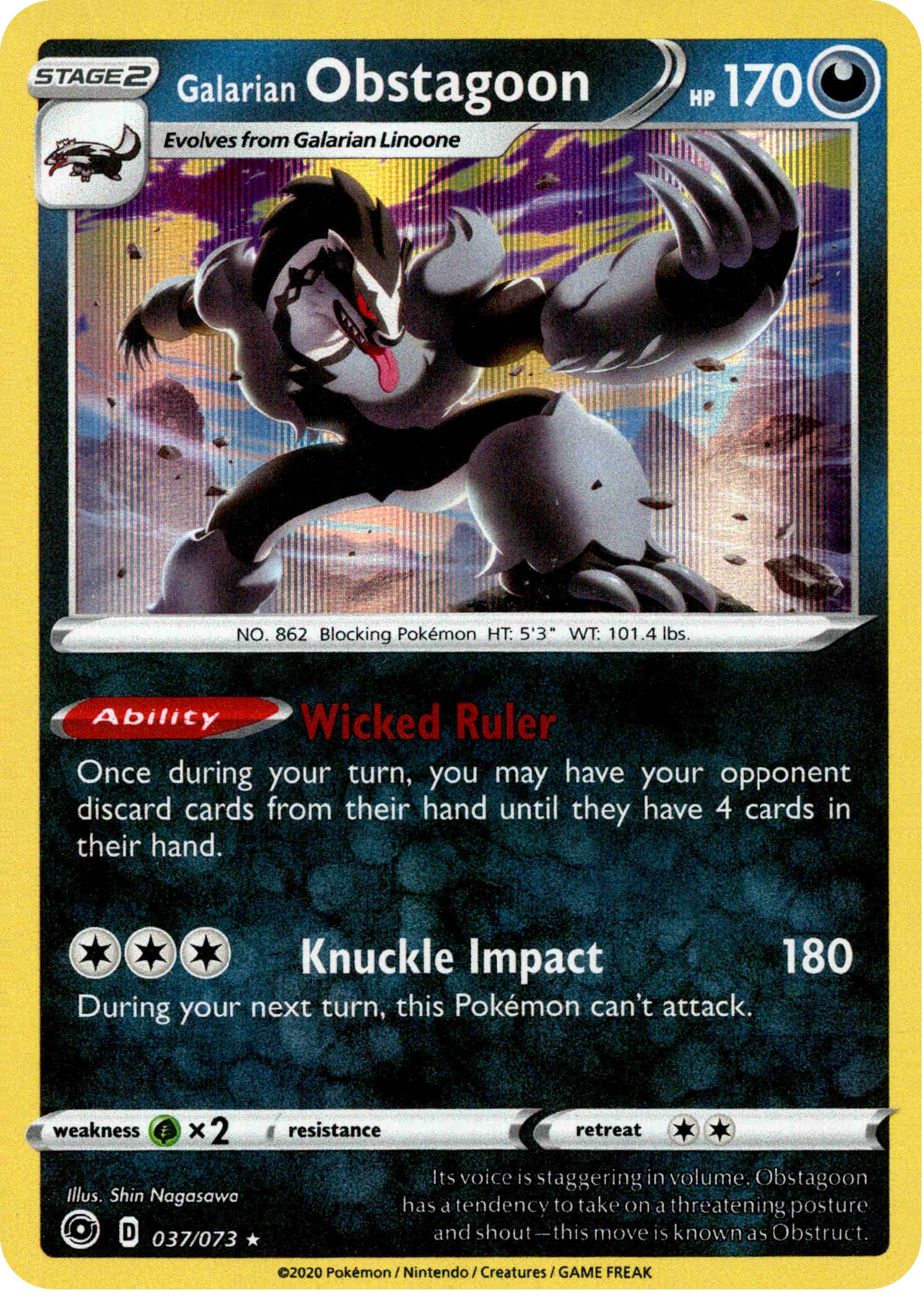 Galarian Obstagoon - 37/73 - Champion's Path - Holo - Card Cavern