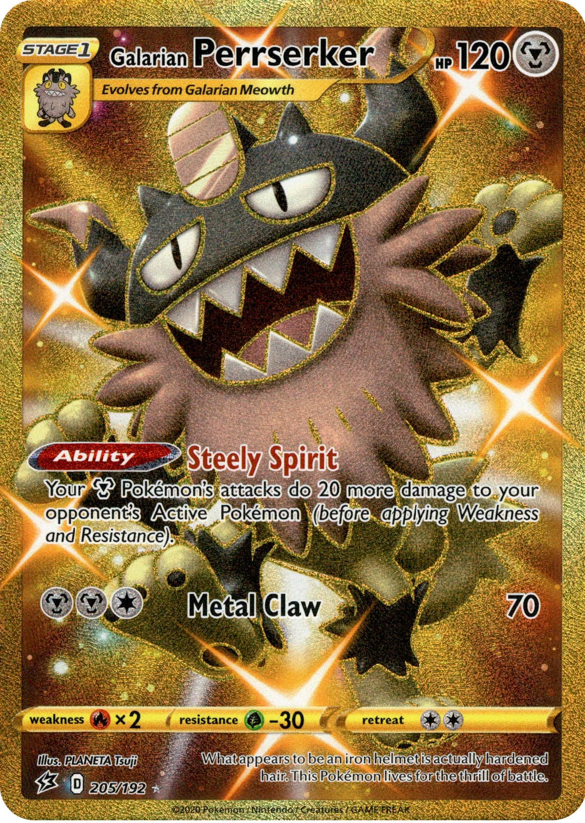 Galarian Perrserker Secret Rare - 205/192 - Rebel Clash - Holo - Card Cavern
