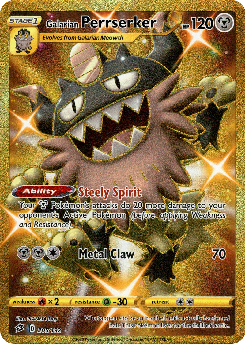 Galarian Perrserker Secret Rare - 205/192 - Rebel Clash - Holo Card Cavern Trading Cards, LLC Galarian Perrserker Secret Rare - 205/192 - Rebel Clash - Holo Card Cavern Trading Cards, LLC