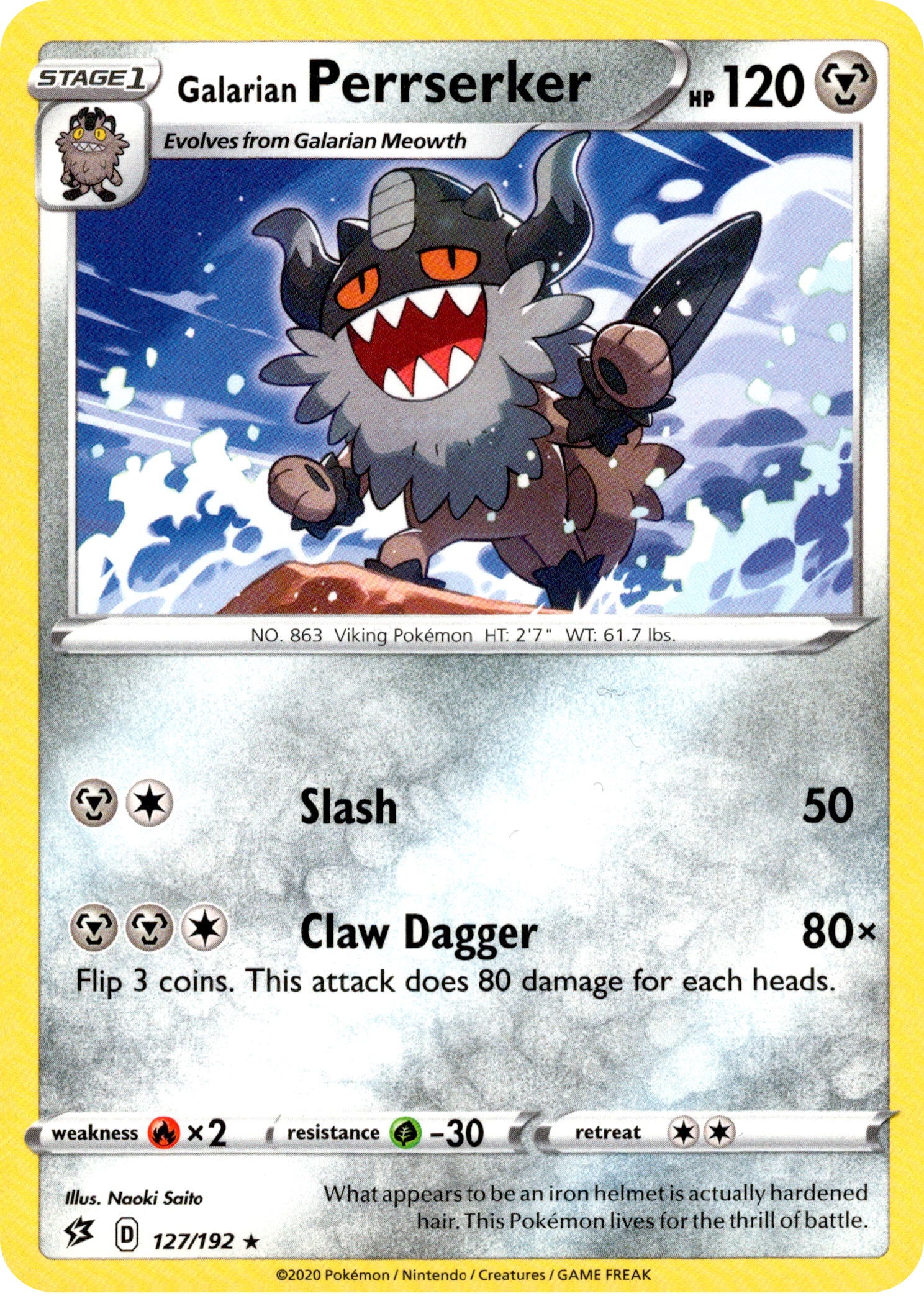 Galarian Perrserker - 127/192 - Rebel Clash - Card Cavern