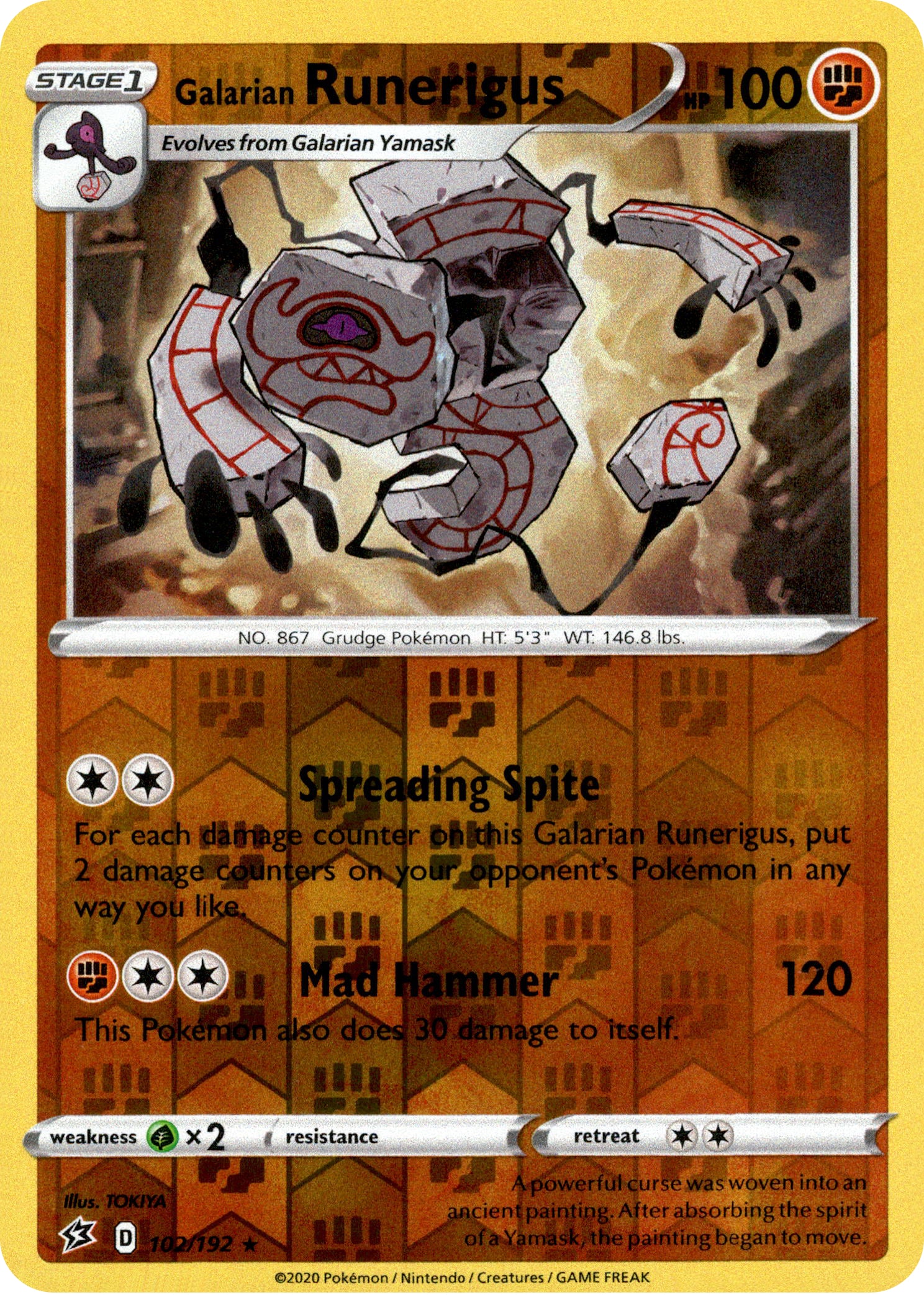 Galarian Runerigus - 102/192 - Rebel Clash - Reverse Holo - Card Cavern
