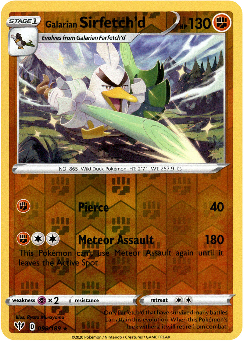 pokemon card sirfetch'd Galarian Sirfetch'd - 98/189 - Darkness Ablaze