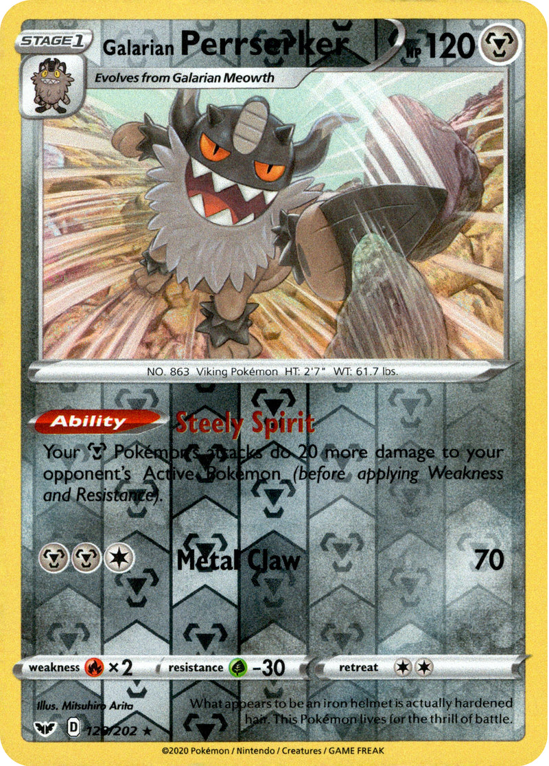 pokemon perrserker card Galarian Perrserker V S11 108/100 SR