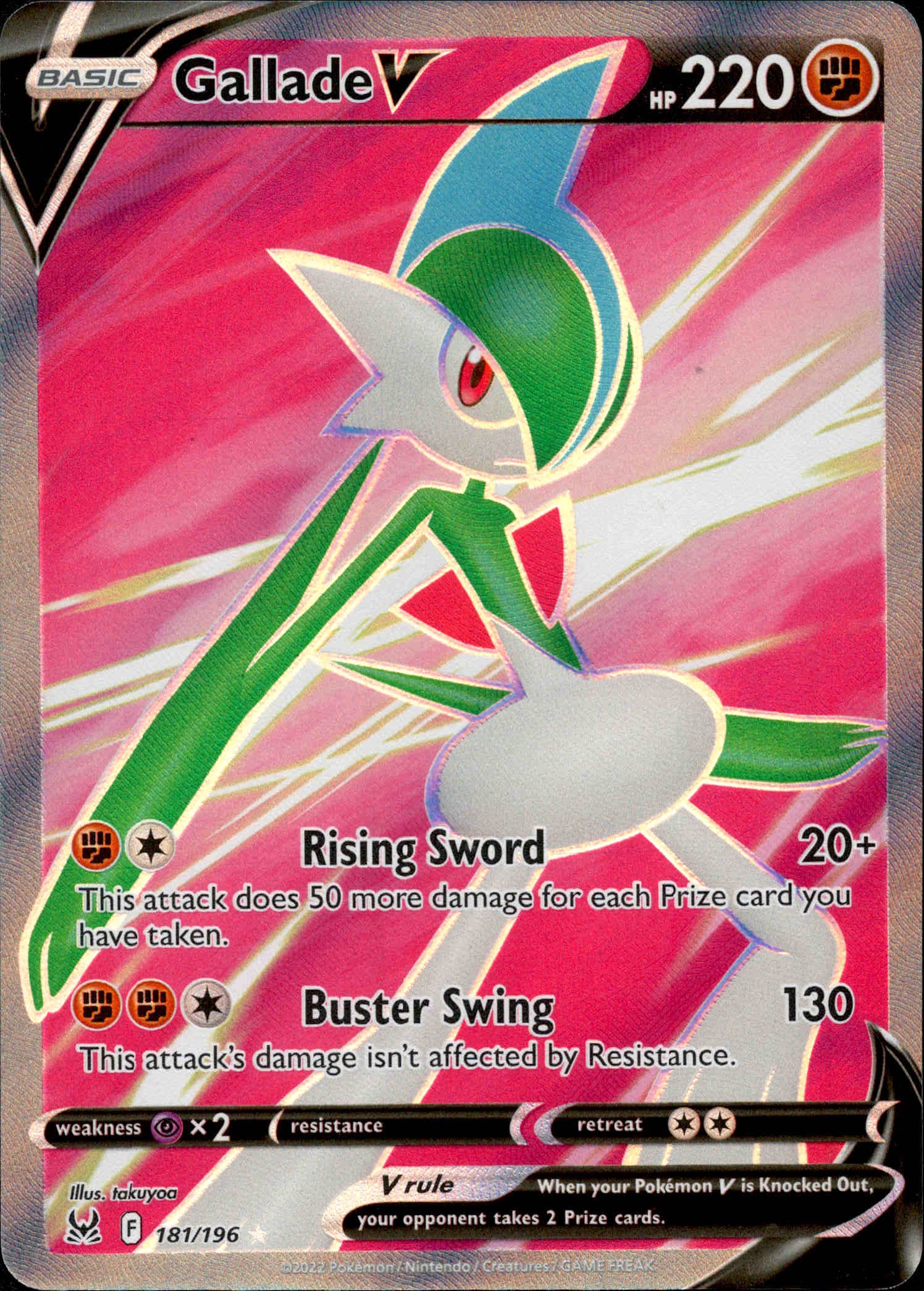 Gallade V Full Art - 181/196 - Lost Origin - Holo - Card Cavern