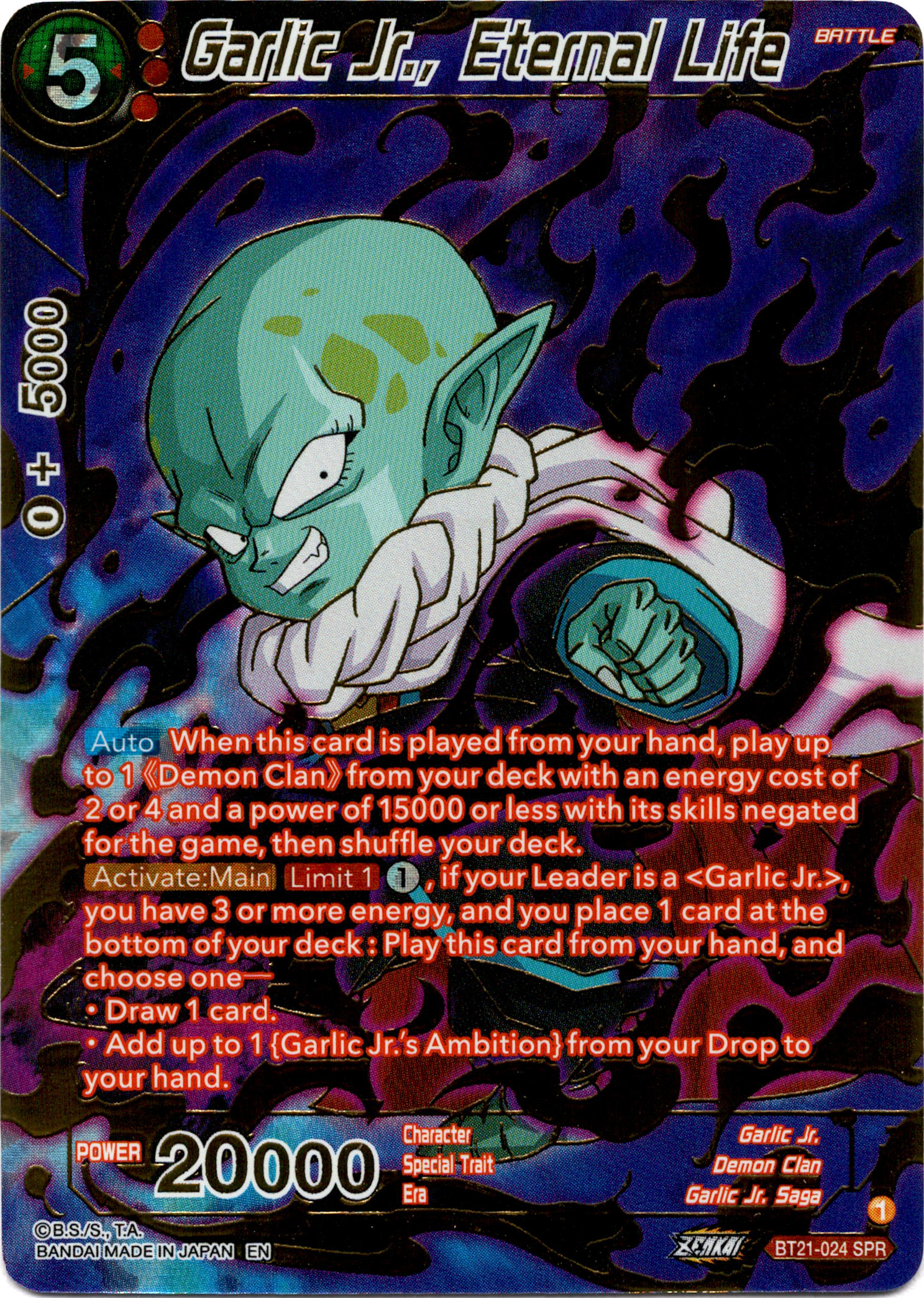 Garlic Jr., Eternal Life Special Rare - BT21-024 - Wild Resurgence - Foil - Card Cavern