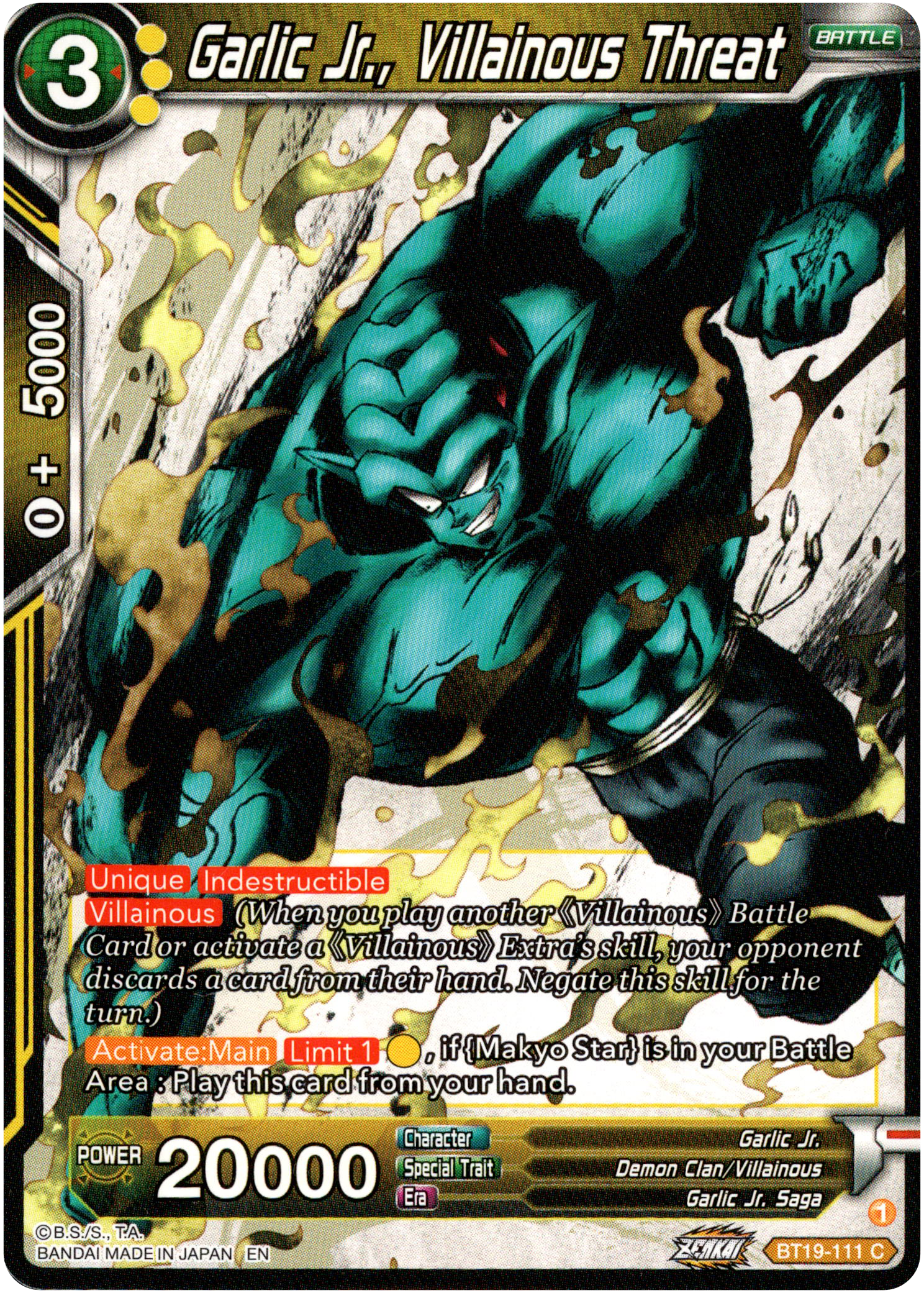 Garlic Jr., Villainous Threat - BT19-111 - Fighter's Ambition - Card Cavern