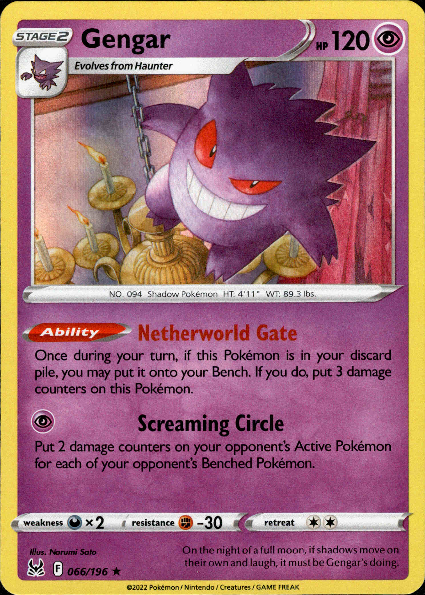 Gengar - 066/196 - Lost Origin - Holo - Card Cavern