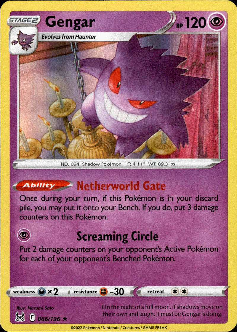 Gengar - 066/196 - Lost Origin - Holo – Card Cavern Trading Cards, LLC