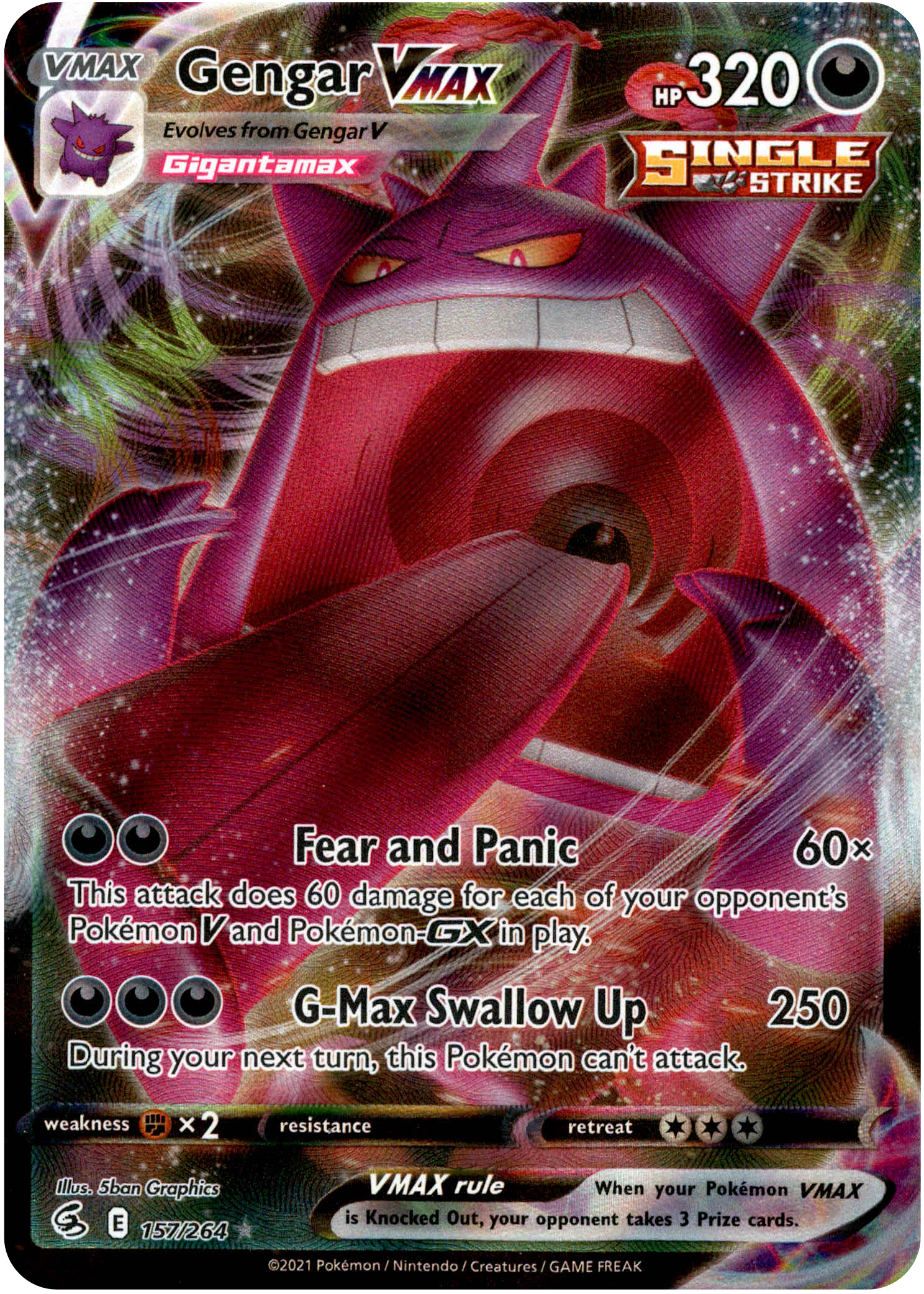 Gengar VMAX - 157/264 - Fusion Strike - Holo - Card Cavern