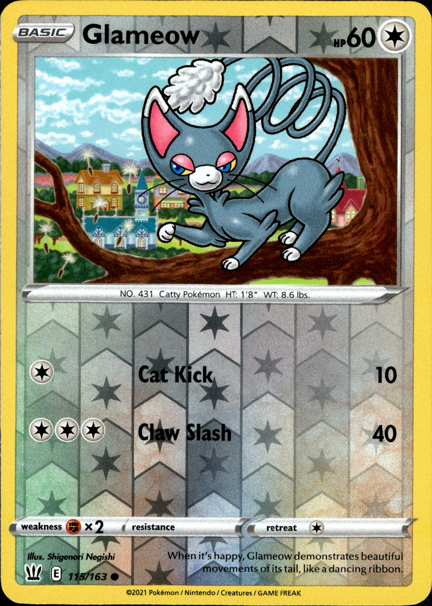 Glameow - 115/163 - Battle Styles - Reverse Holo - Card Cavern