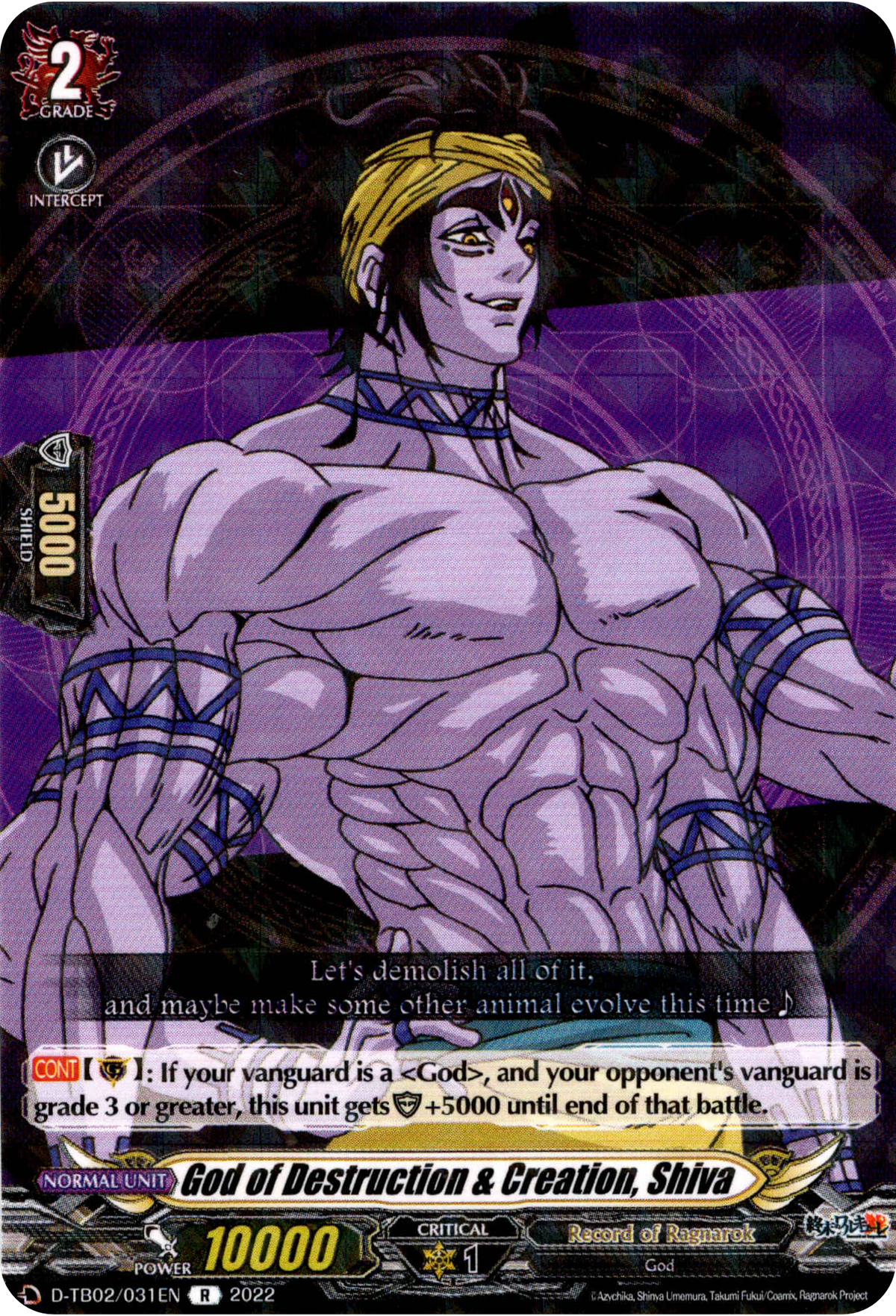 God of Destruction & Creation, Shiva - D-TB02/031EN - Record of Ragnarok - Card Cavern
