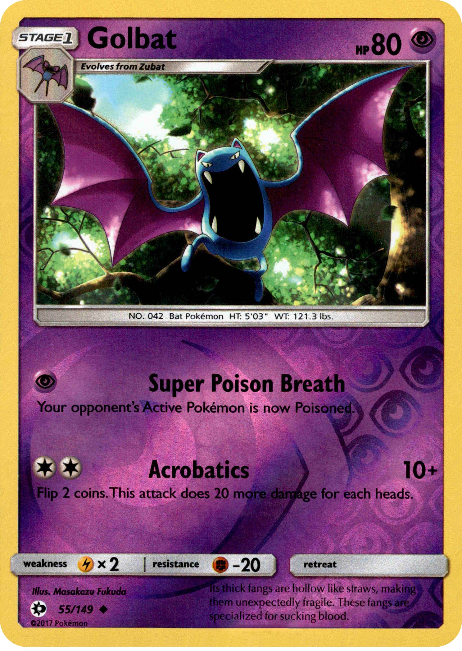 Golbat - 55/149 - Sun & Moon - Reverse Holo - Card Cavern