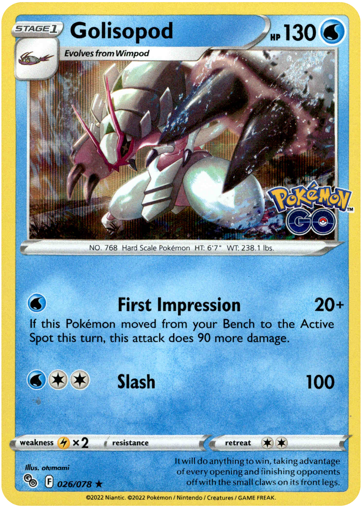 Golisopod - 026/078 - Pokemon Go - Holo - Card Cavern