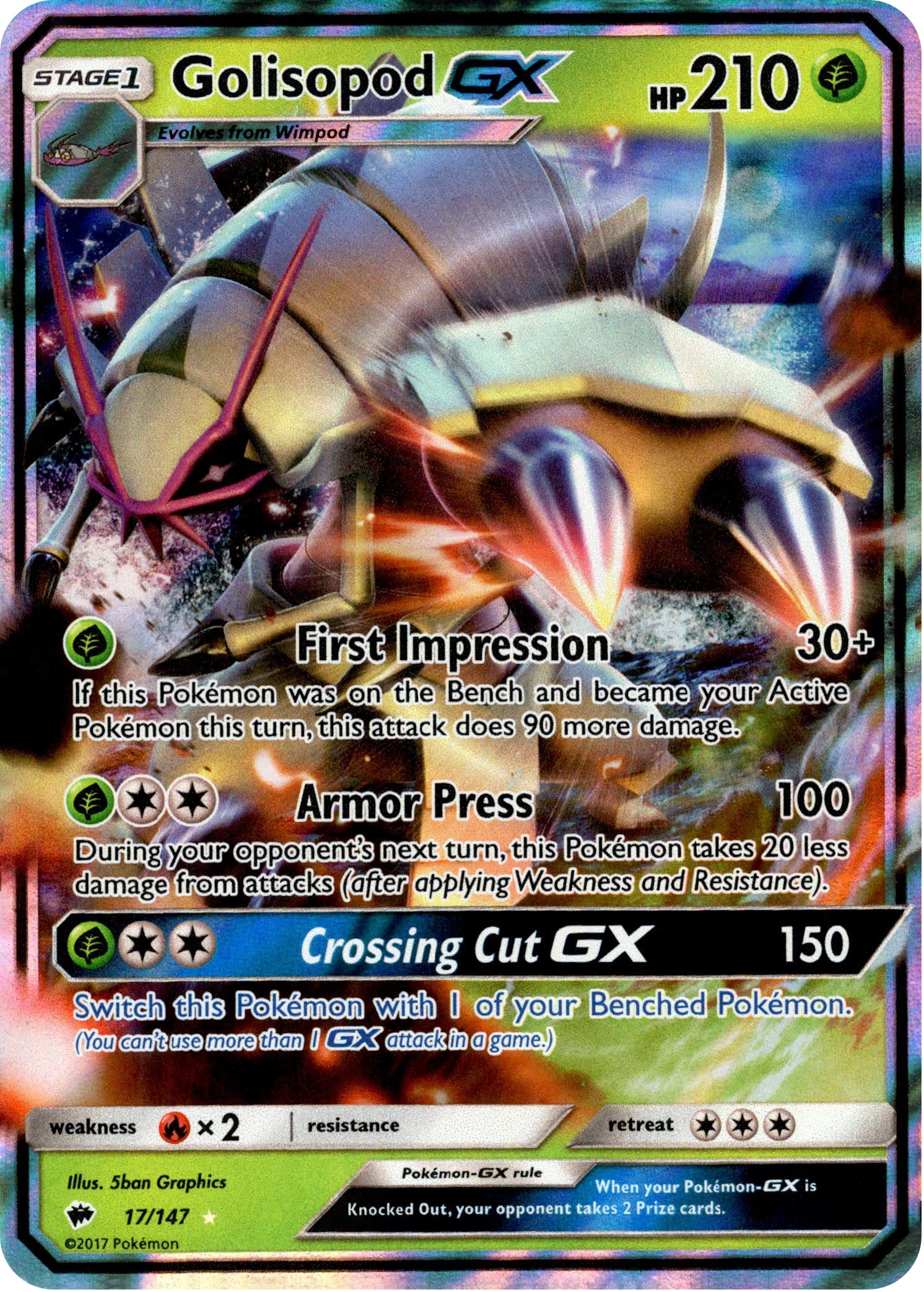 Golisopod GX - 17/147 - Burning Shadows - Holo - Card Cavern