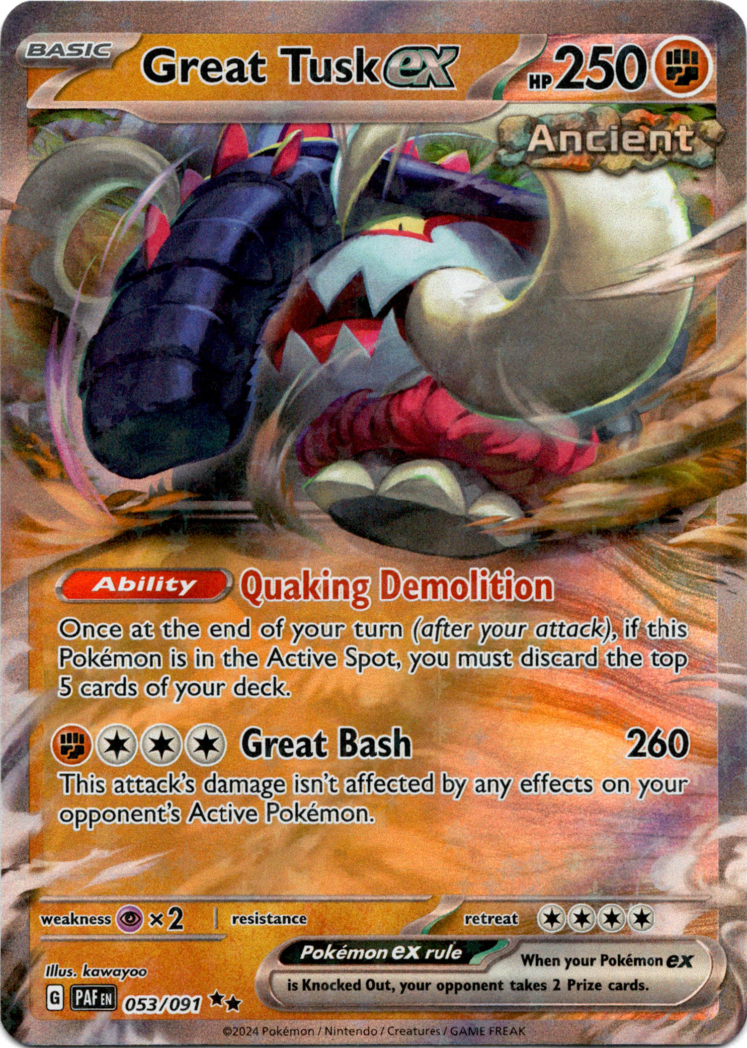 Great Tusk ex - 053/091 - Paldean Fates - Holo - Card Cavern