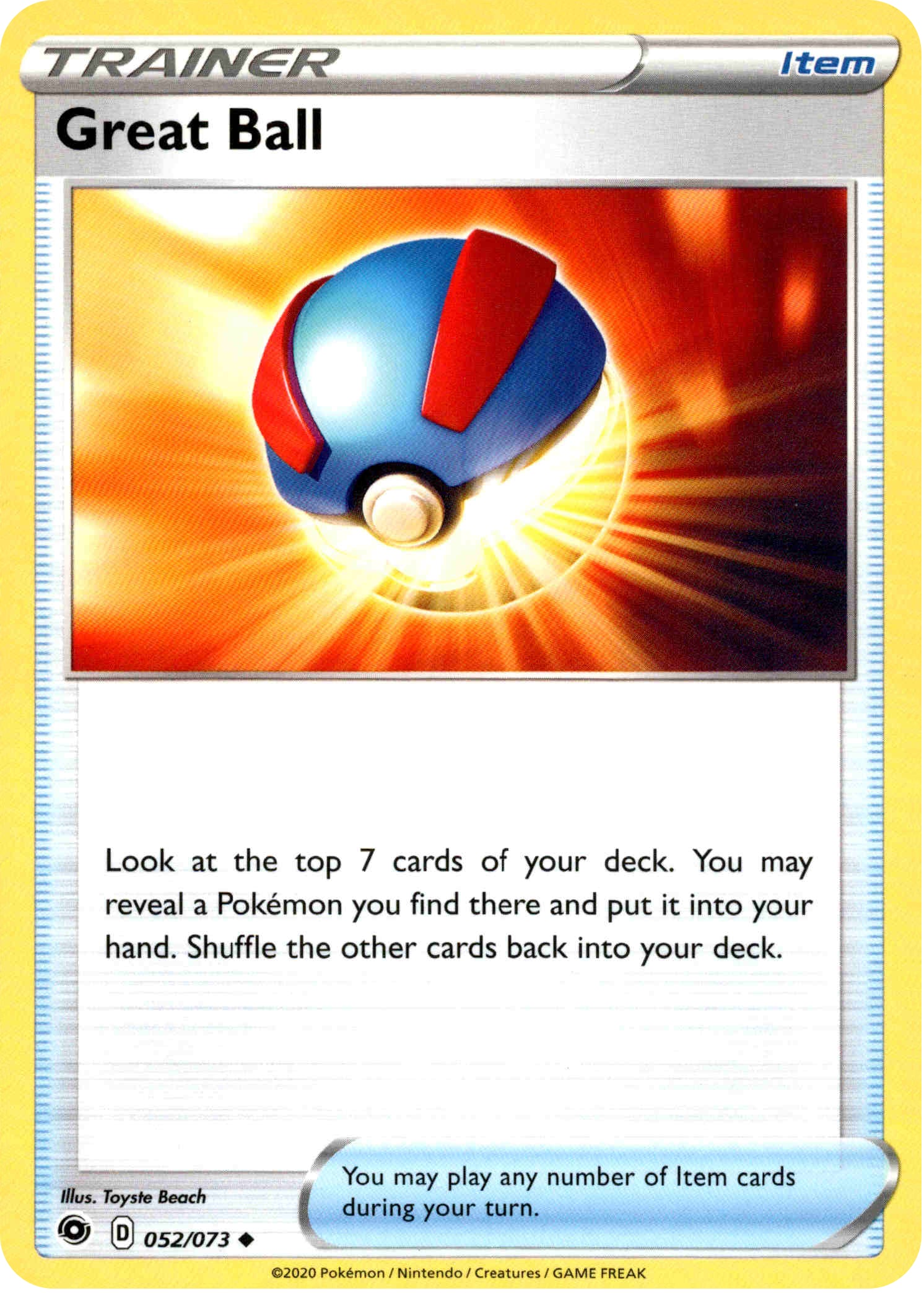 Great Ball - 52/73 - Champion's Path - Card Cavern