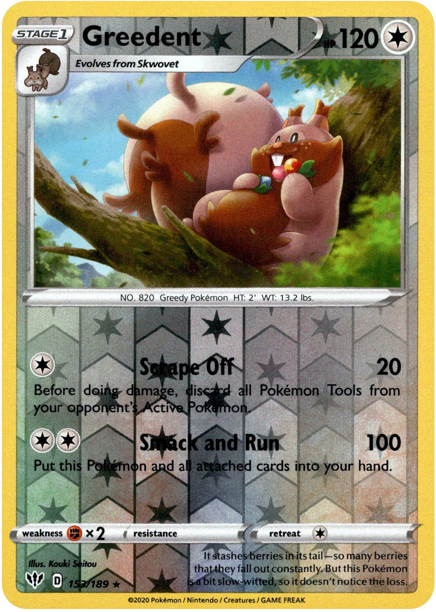 Greedent - 153/189 - Darkness Ablaze - Reverse Holo - Card Cavern