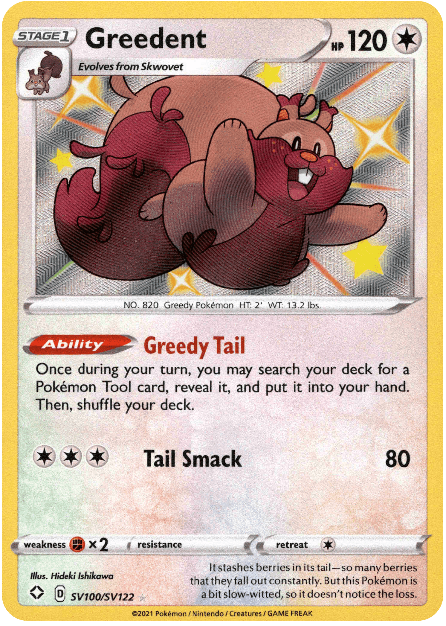 Greedent - SV100/SV122 - Shining Fates - Holo - Card Cavern
