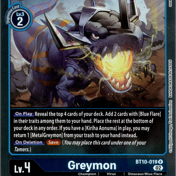 digimon card game greymon Greymon - BT10-019 R - Xros Encounter