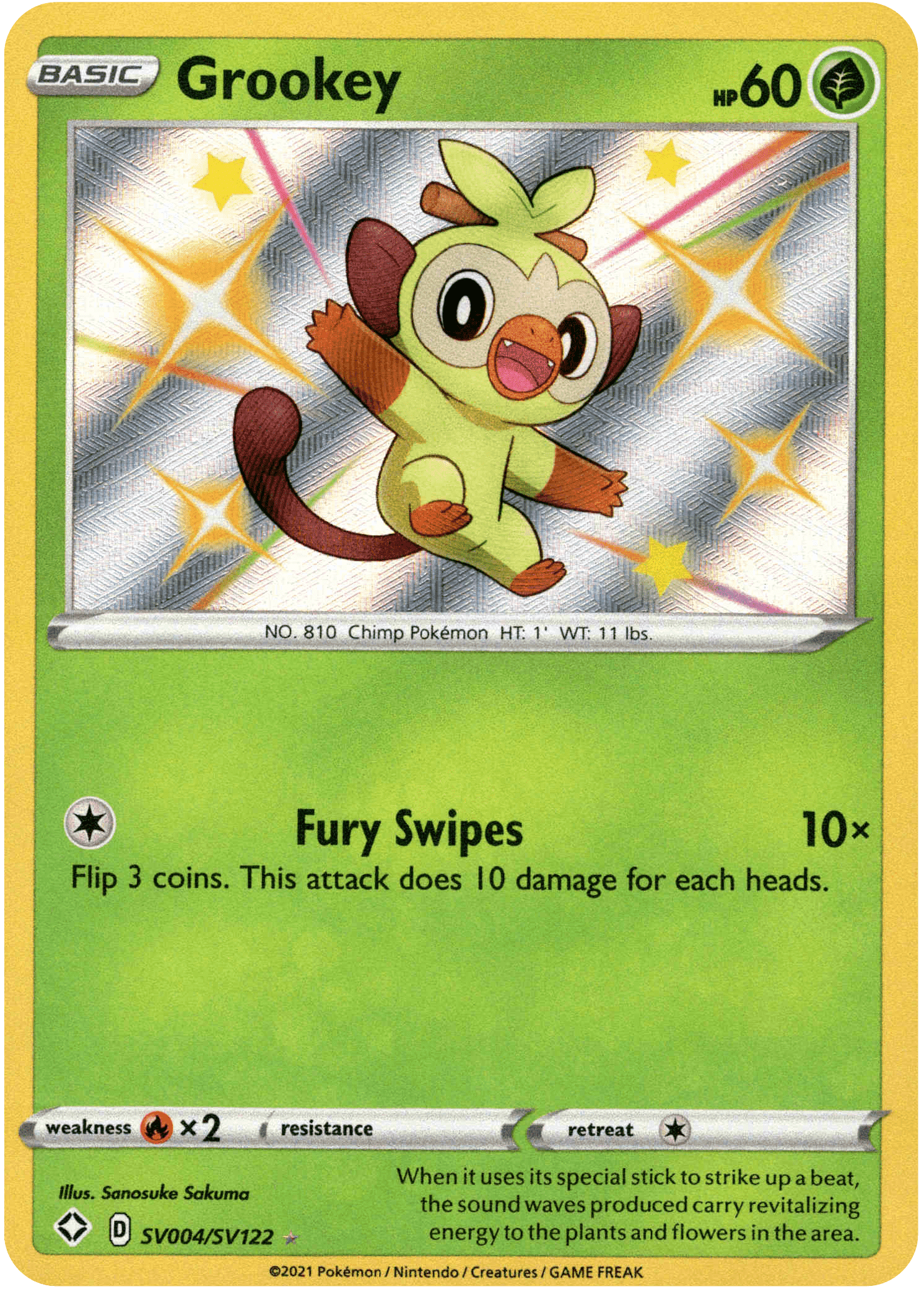 Grookey - SV004/SV122 - Shining Fates - Holo - Card Cavern