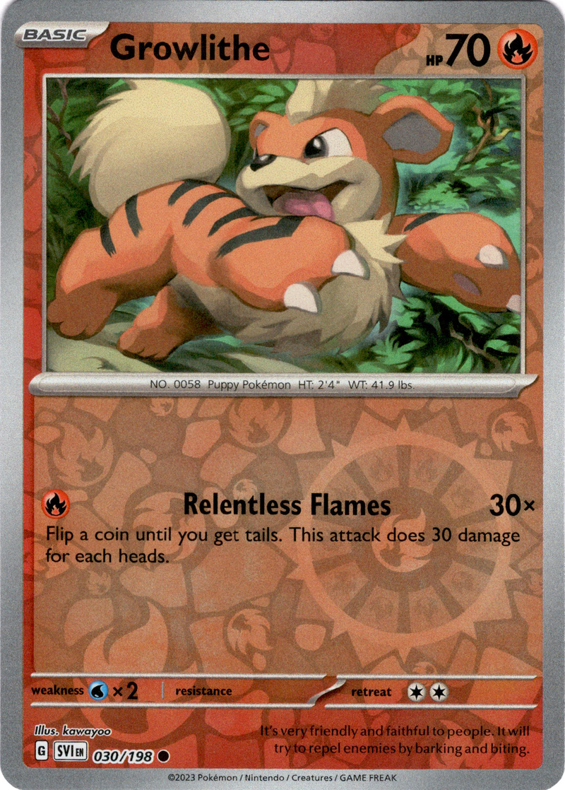 Growlithe - 030/198 - SV01: Scarlet & Violet Base Set [REVERSE HOLO]