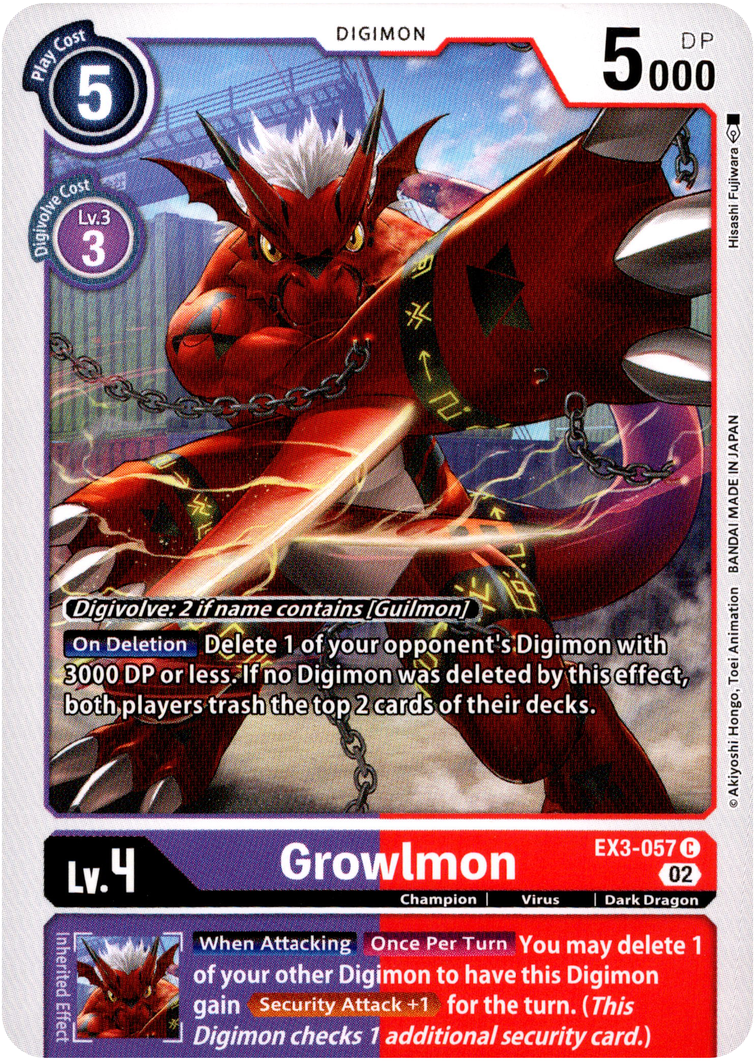 Growlmon - EX3-057 C - Draconic Roar - Card Cavern