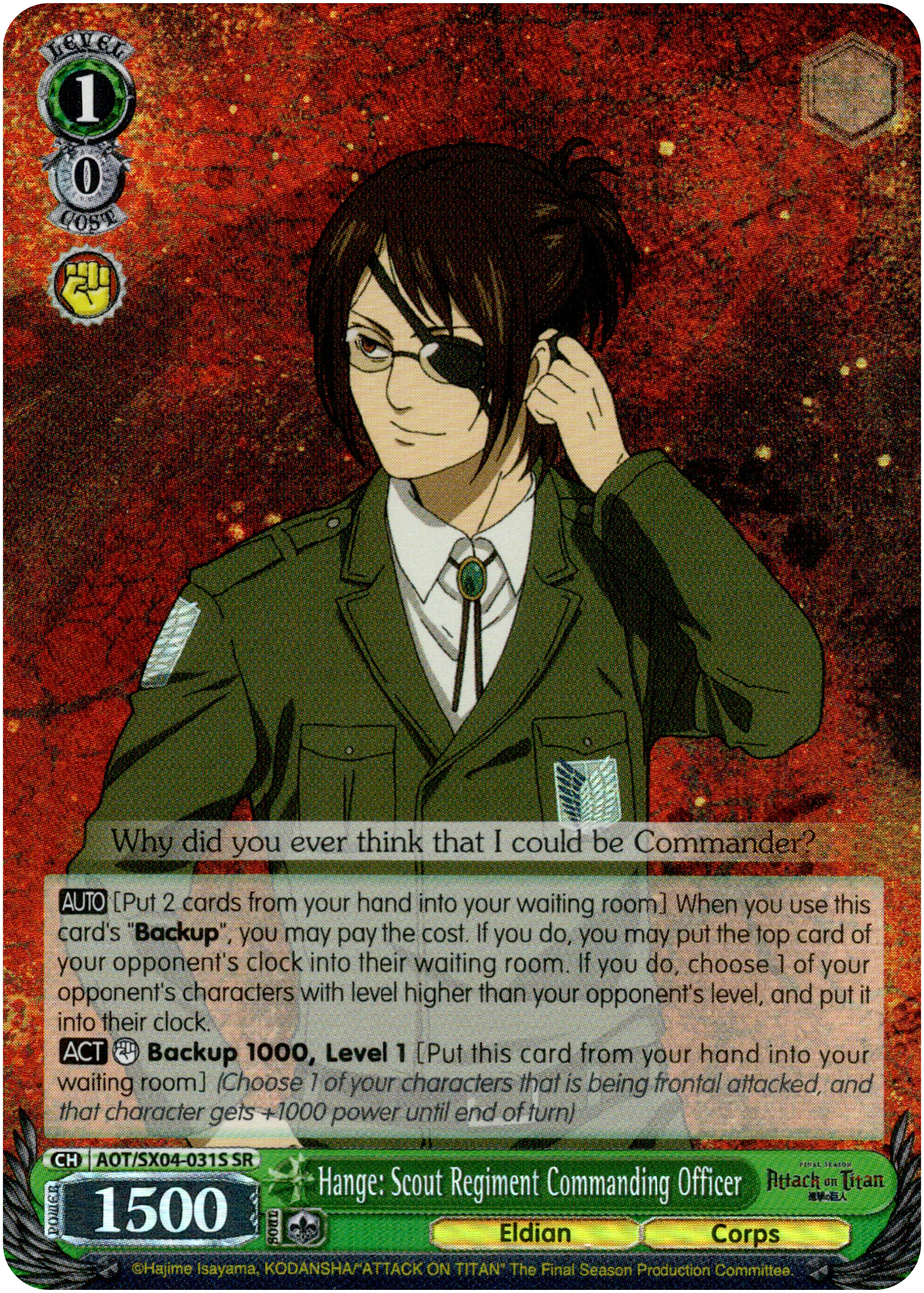 Hange: Scout Regiment Commanding Officer - AOT/SX04-031S SR - Card Cavern