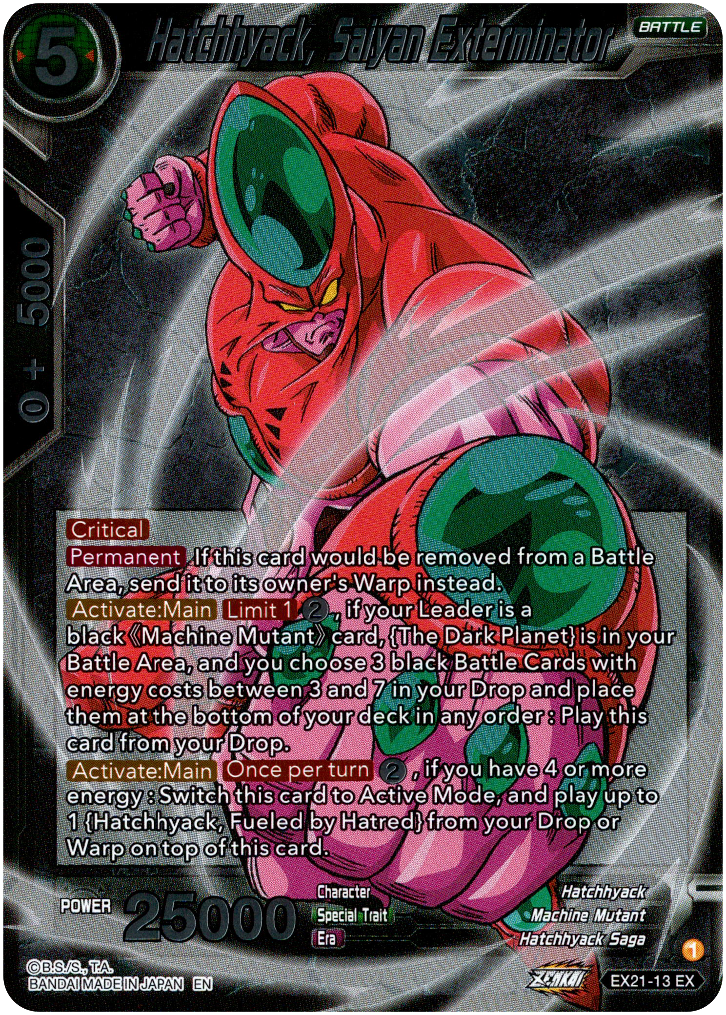 Hatchhyack, Saiyan Exterminator - EX21-13 - 5th Anniversary Set - Foil - Card Cavern