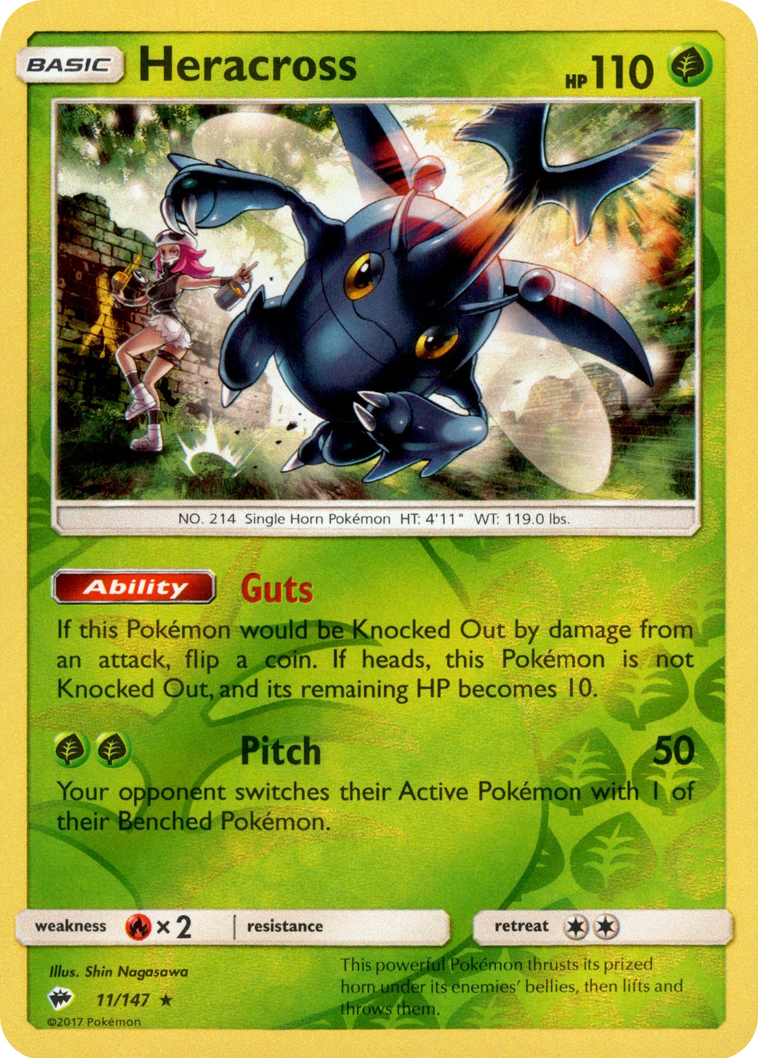Heracross - 11/147 - Burning Shadows - Reverse Holo - Card Cavern