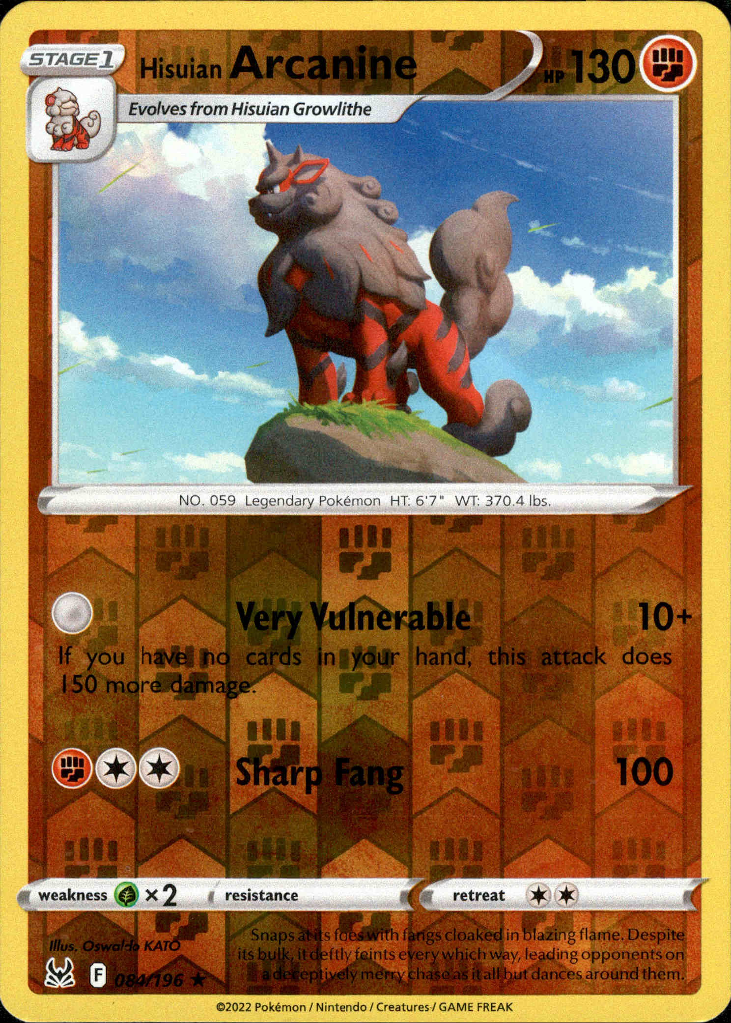Hisuian Arcanine - 084/196 - Lost Origin - Reverse Holo - Card Cavern
