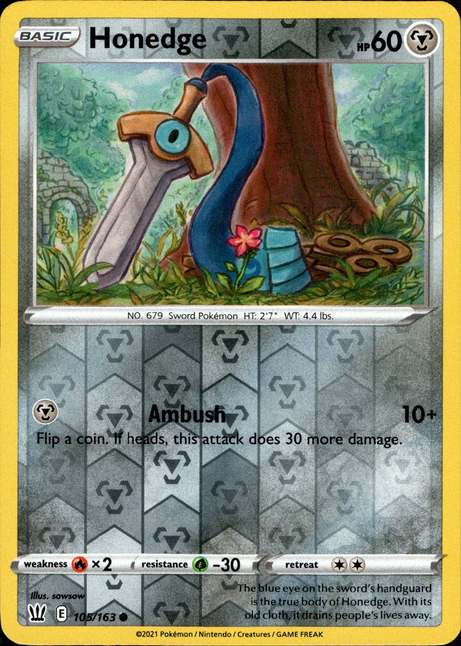 Honedge - 105/163 - Battle Styles - Reverse Holo - Card Cavern