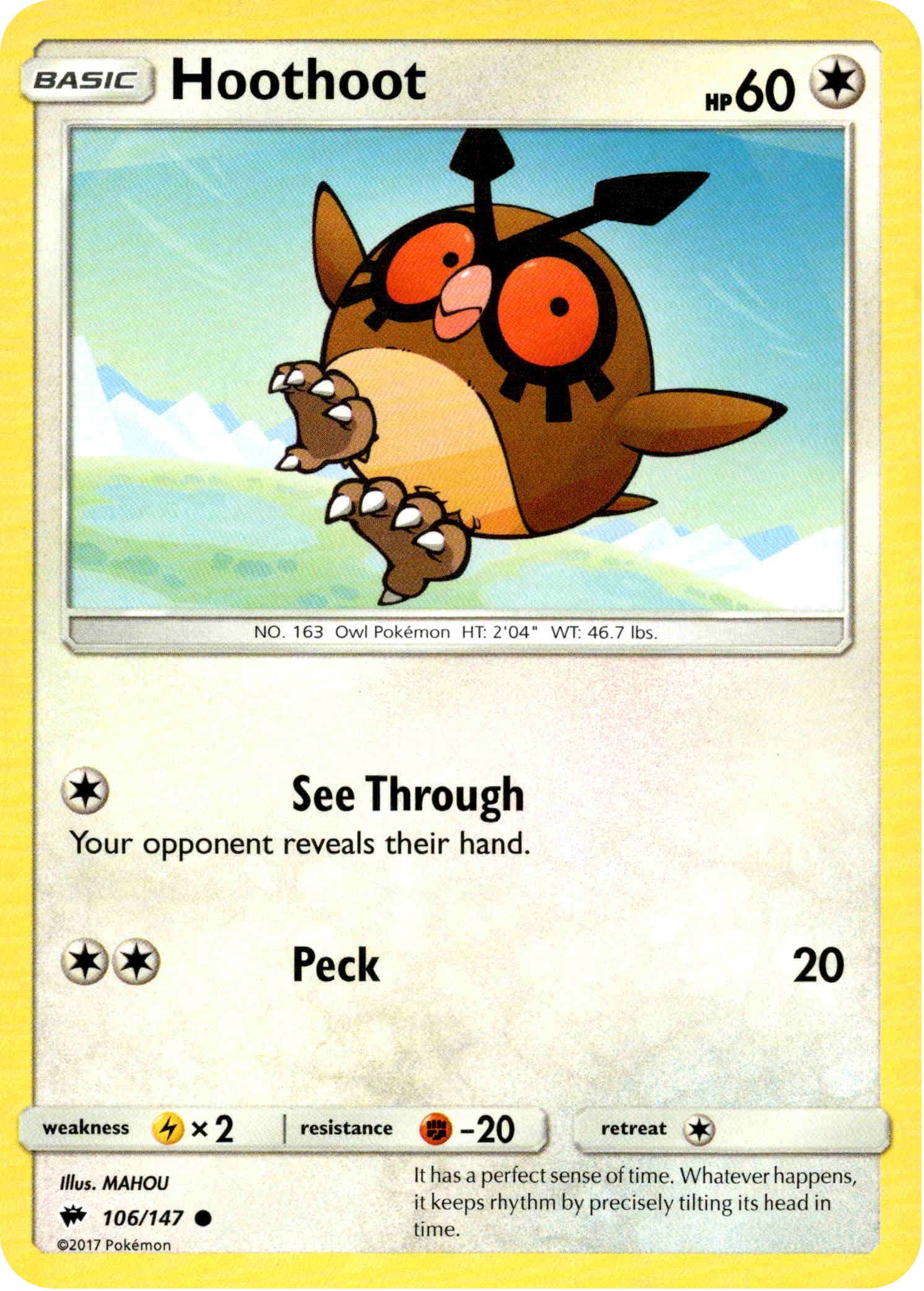 Hoothoot - 106/147 - Burning Shadows - Card Cavern