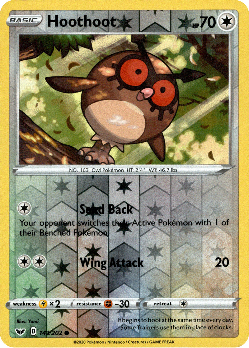 Hoothoot - 143/202 - Sword & Shield - Reverse Holo Card Cavern Trading Cards, LLC Hoothoot - 143/202 - Sword & Shield - Reverse Holo Card Cavern Trading Cards, LLC