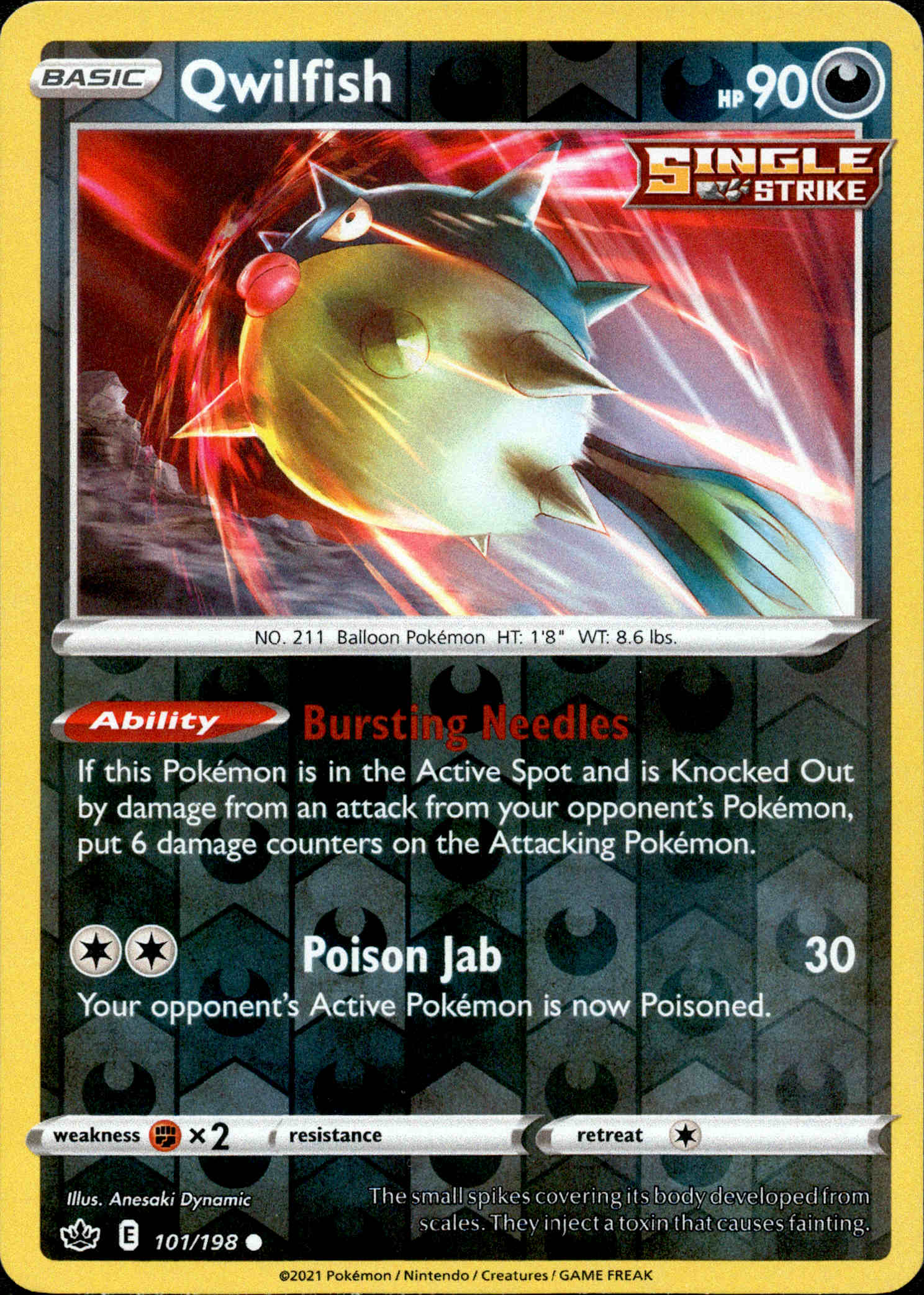 Qwilfish - 101/198 - Chilling Reign - Reverse Holo - Card Cavern