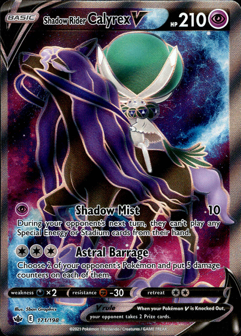 Shadow Rider Calyrex V Full Art - 171/198 - Chilling Reign - Holo Card Cavern Trading Cards, LLC Shadow Rider Calyrex V Full Art - 171/198 - Chilling Reign - Holo Card Cavern Trading Cards, LLC
