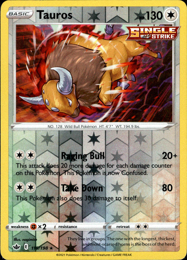 Tauros - 115/198 - Chilling Reign - Reverse Holo - Card Cavern