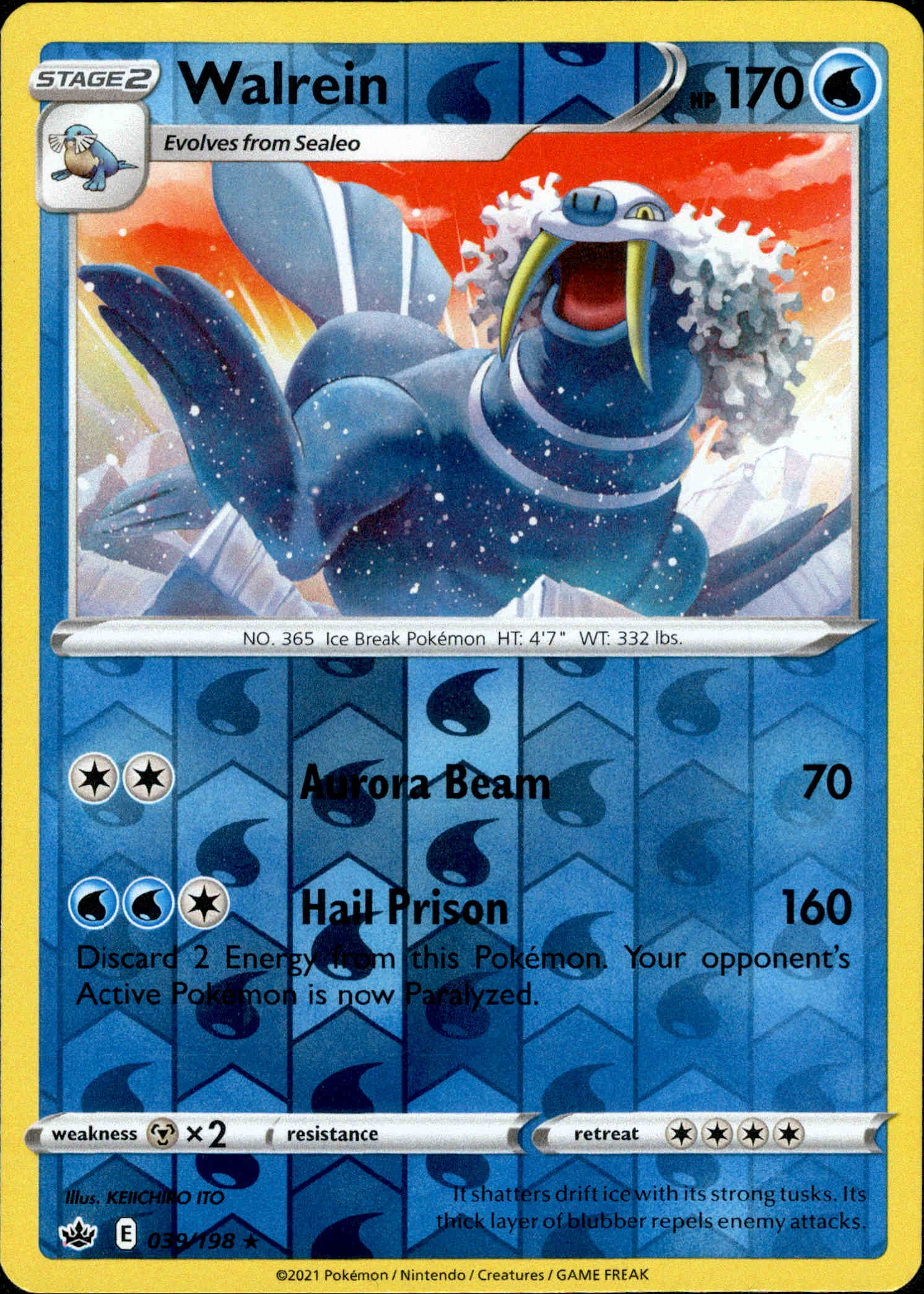Walrein - 039/198 - Chilling Reign - Reverse Holo - Card Cavern