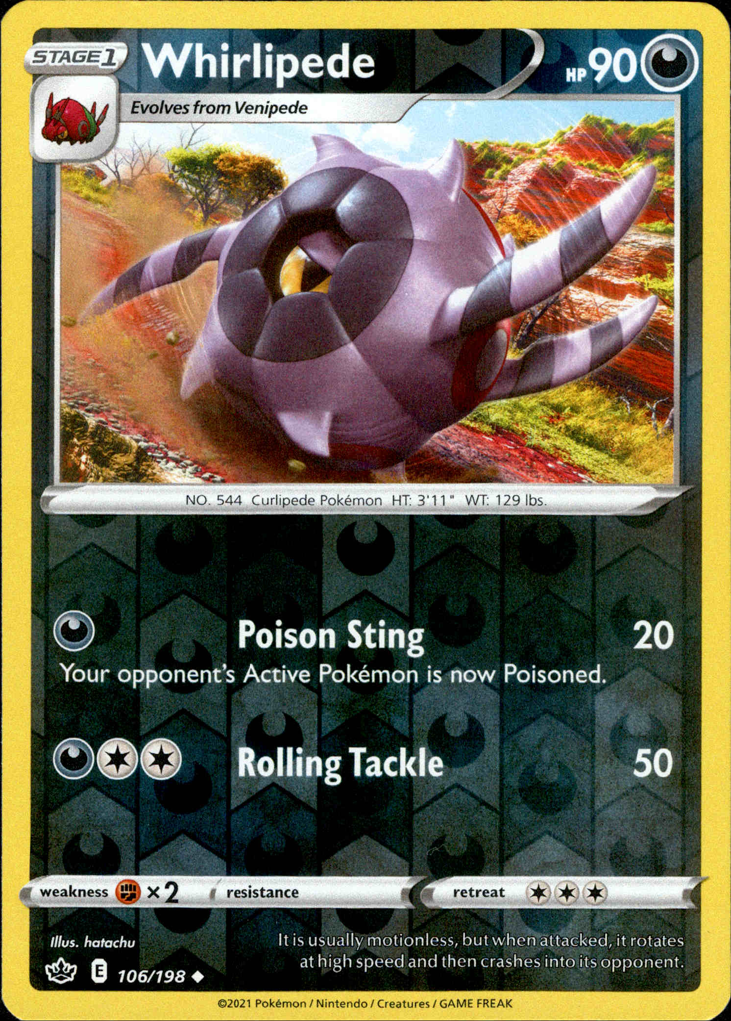 Whirlipede - 106/198 - Chilling Reign - Reverse Holo - Card Cavern