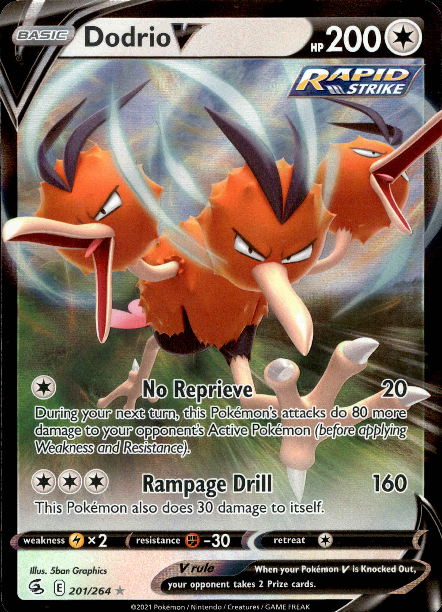Dodrio V - 201/264 - Fusion Strike - Holo - Card Cavern