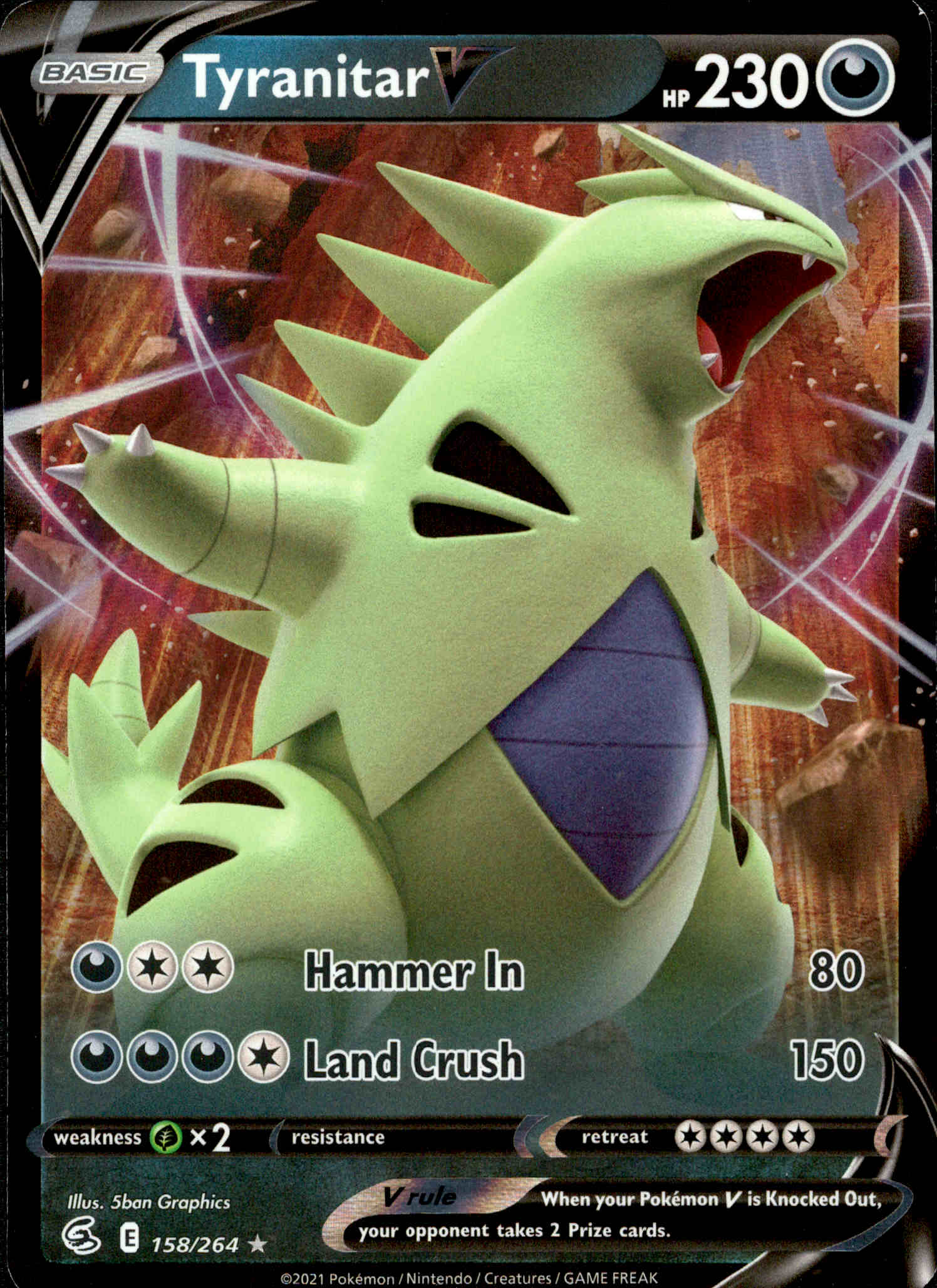 Tyranitar V - 158/264 - Fusion Strike - Holo - Card Cavern