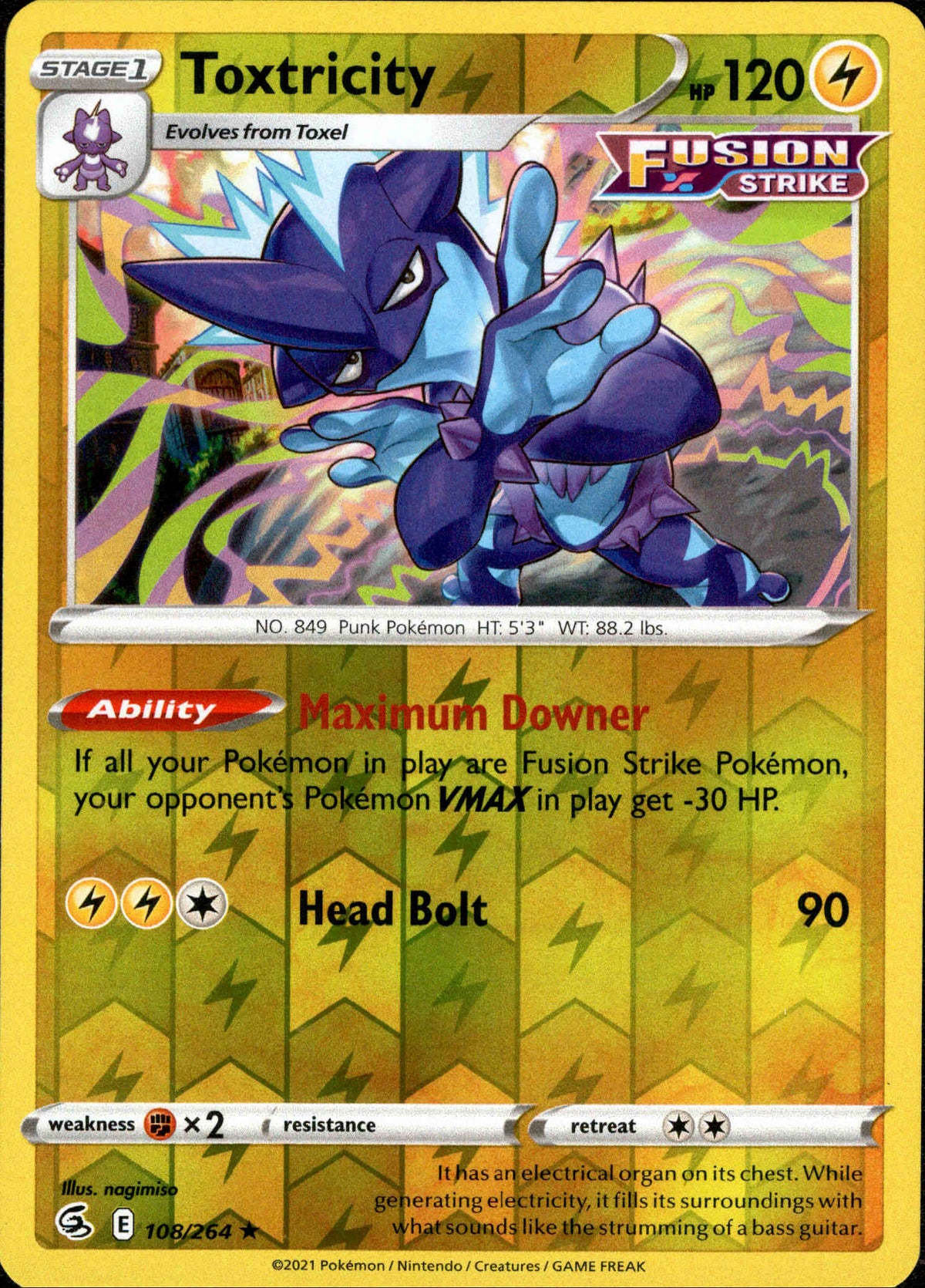 Toxtricity - 108/264 - Fusion Strike - Reverse Holo - Card Cavern